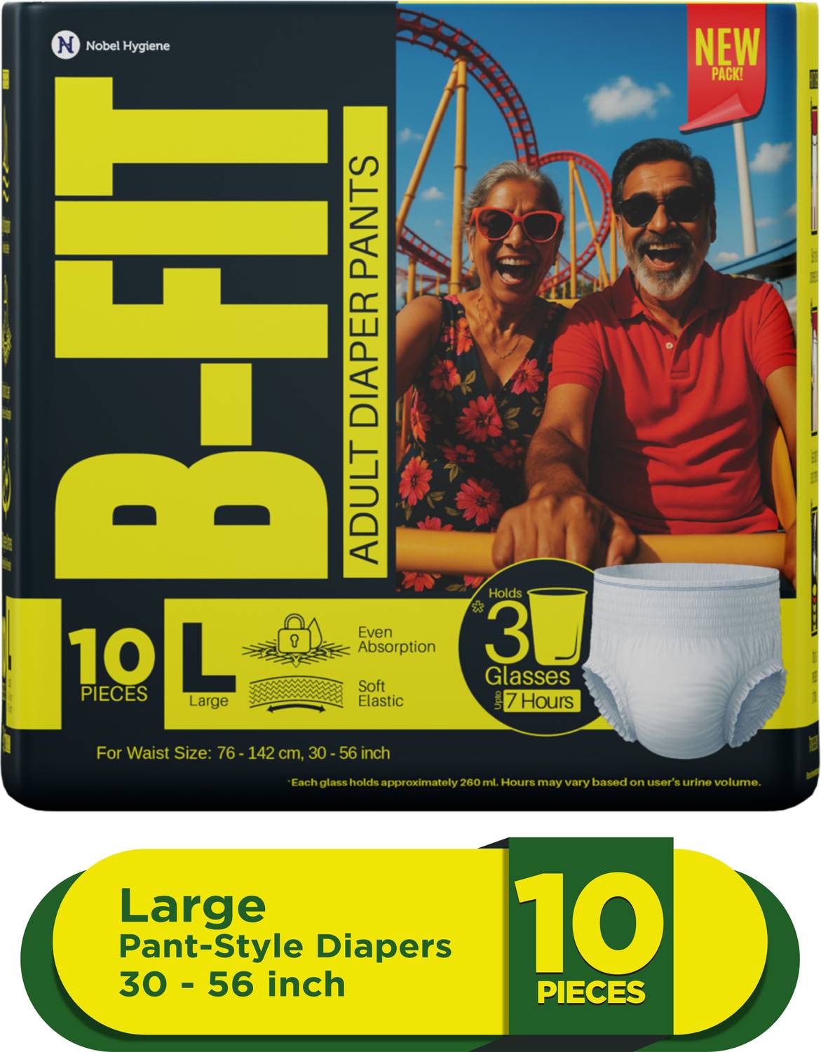 B-FIT Regular Pant Style Adult Diapers - L (10 Pieces)