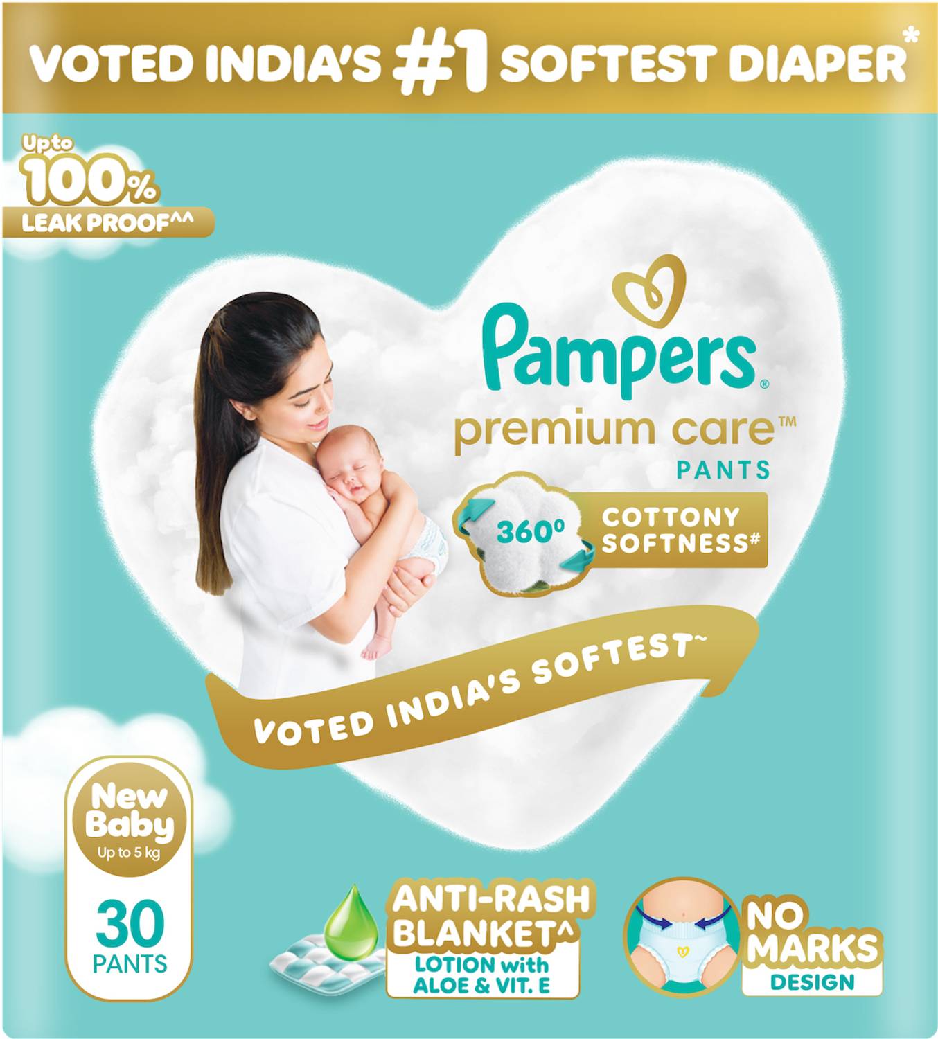 Pampers Premium Care Pant Diapers - New Born 30 Pieces - Image 1