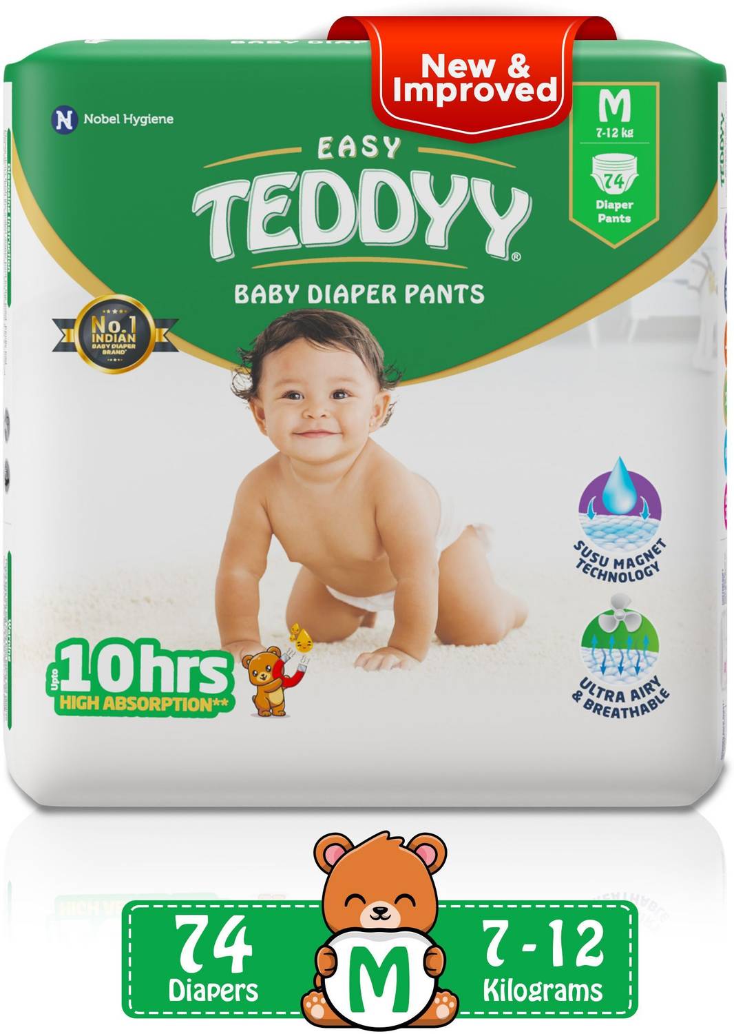 TEDDYY Easy Diaper Pants with Rash Protection and 3x Faster absor