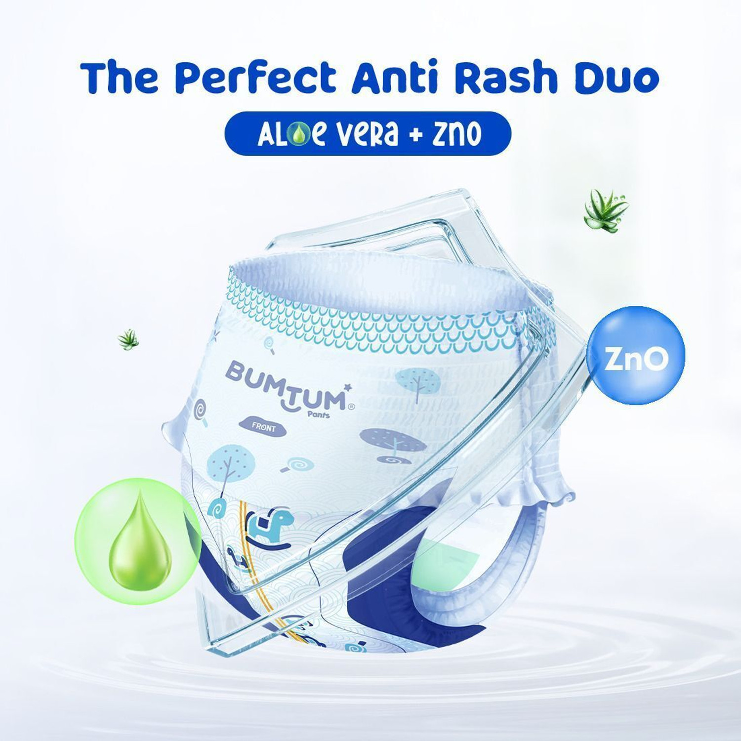 Image of BUMTUM Baby Diaper Pants, Double Layer Leakage Protection Infused with Aloe Vera Pant Diapers - New Born