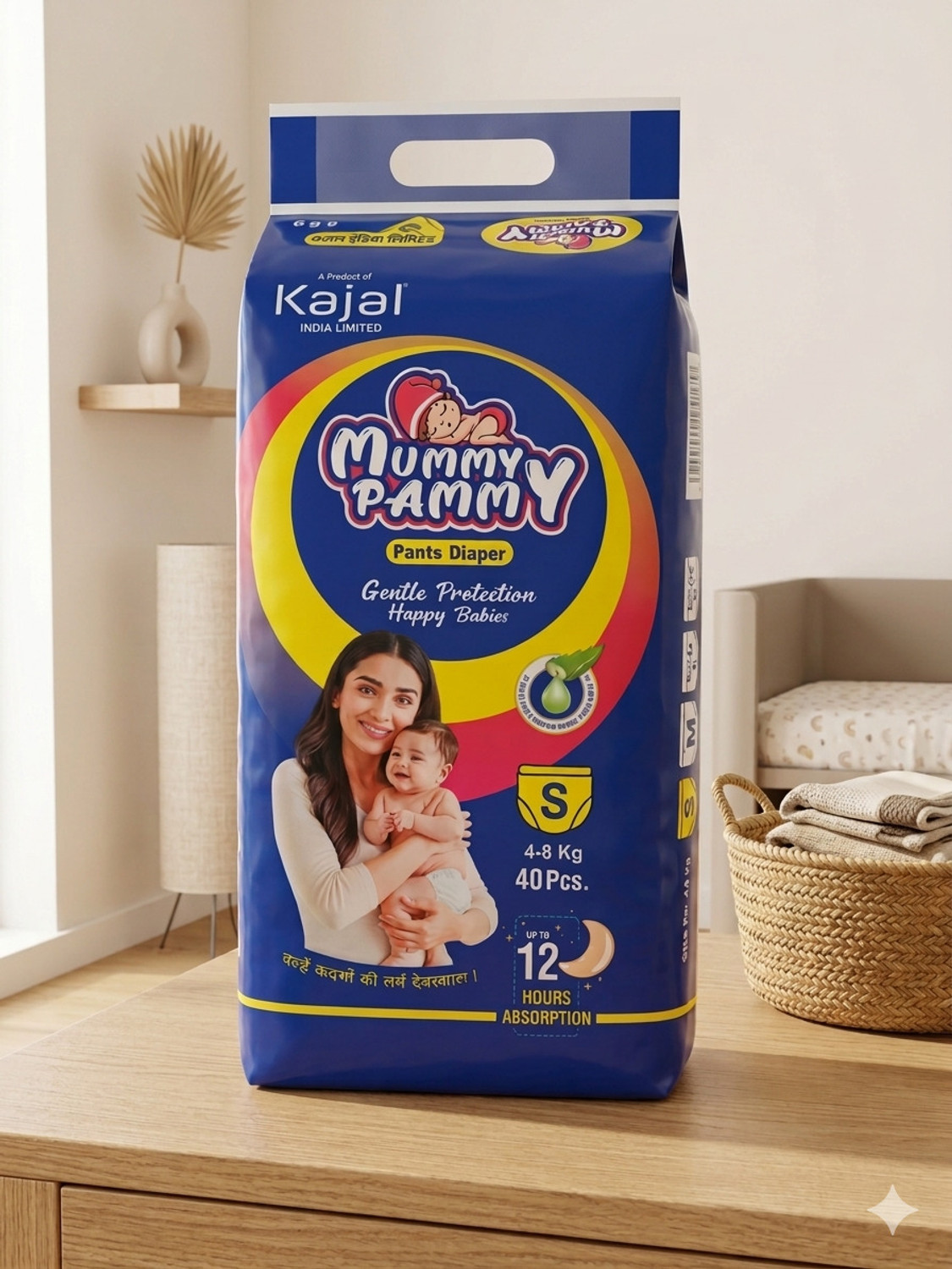 Image of MUMMY PAMMY Diaper for baby S size pack of 1(40) with super absorption technology Pant Diapers - S (40 Pieces)