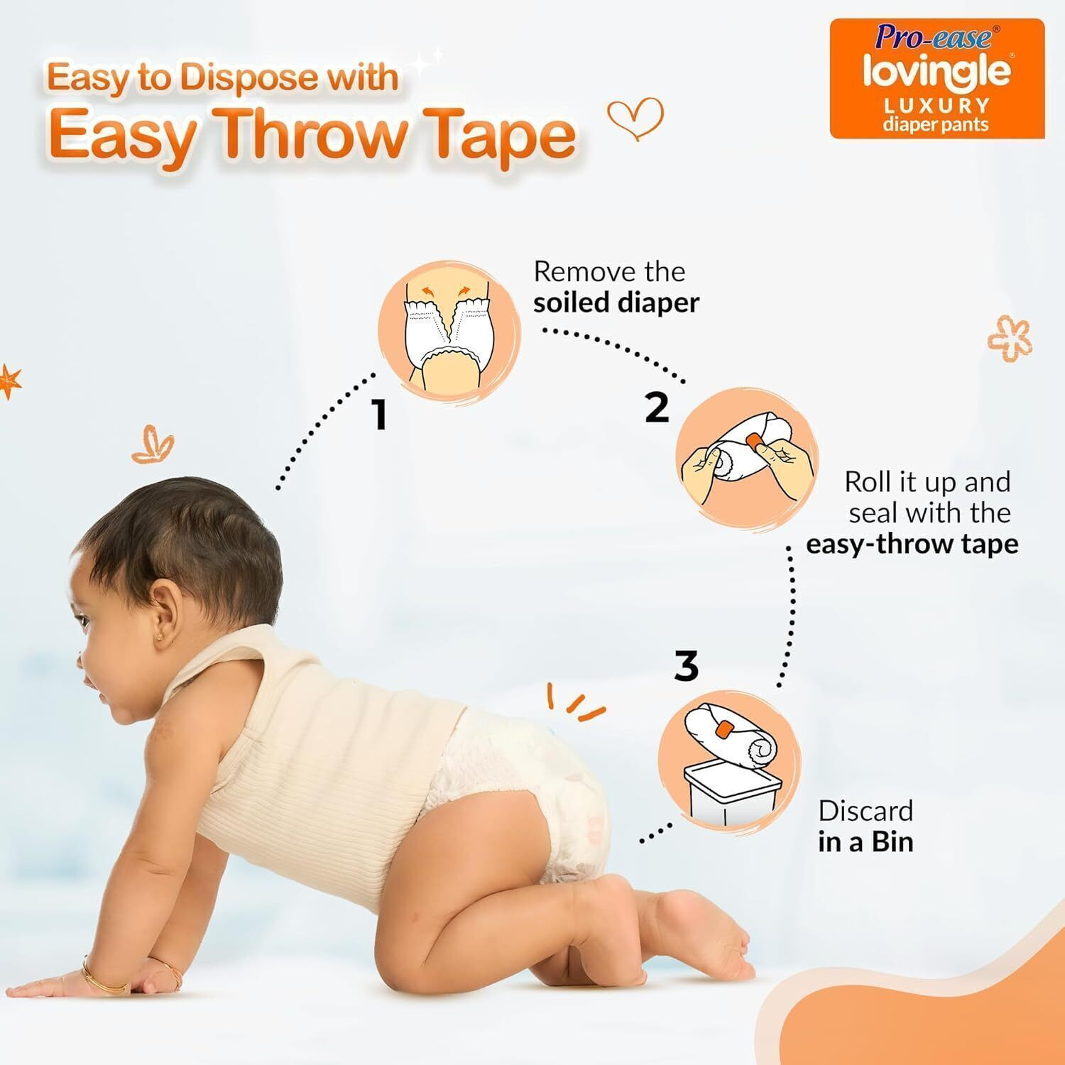 Image of Pro-ease Lovingle Premium Baby Diaper Pants | Size Large | 50 Count Pant Diapers - L