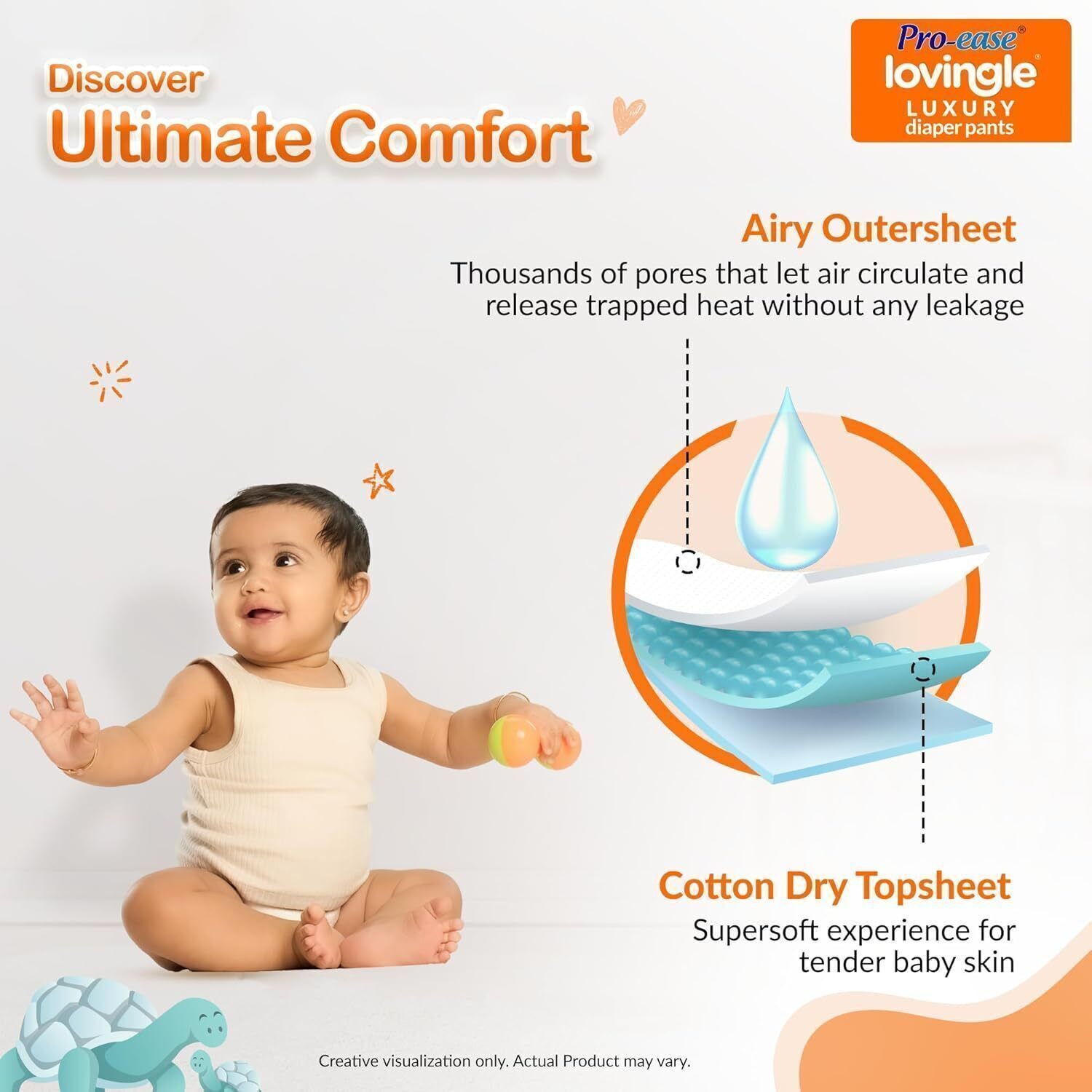 Image of Pro-ease Lovingle Premium Baby Diaper Pants | Size Large | 50 Count Pant Diapers - L