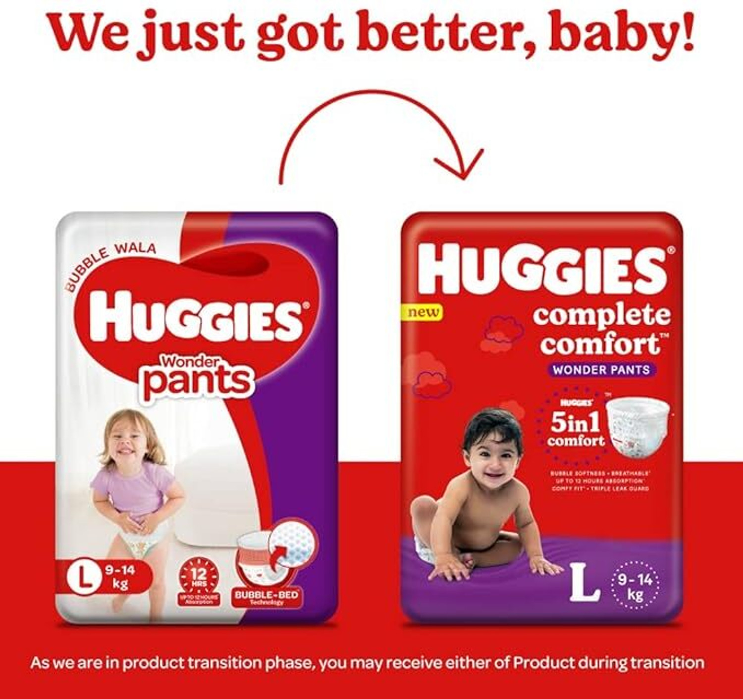 Image of Huggies ||Comfort Wonder Pants Large (L) Size Baby Diaper Pants, 28 count|| Pant Diapers - L