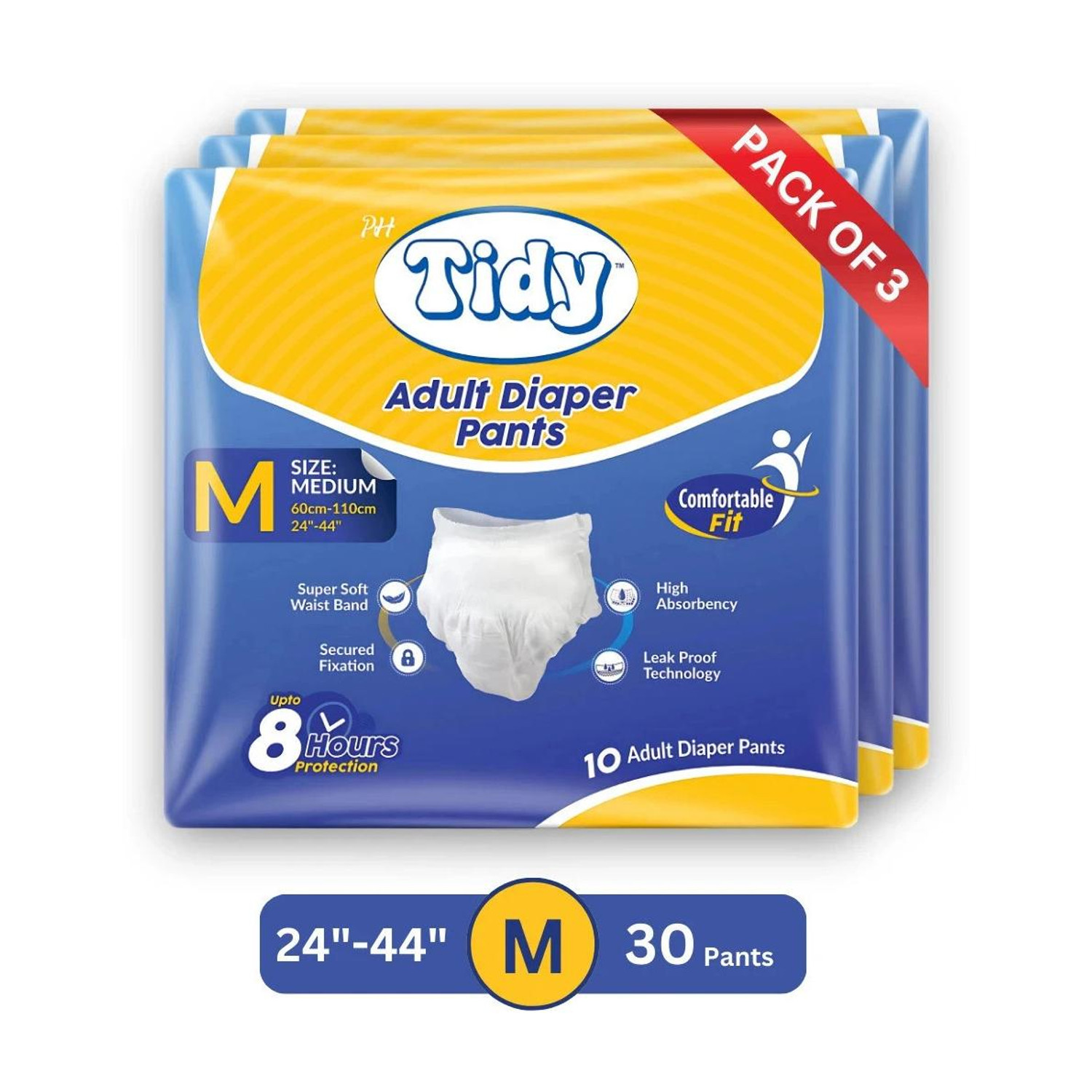 Image of PH TIDY Pants Style Super Absorbent and Leak Proof | Unisex | Waist Size (24 inch-44 inch) Adult Diapers - M