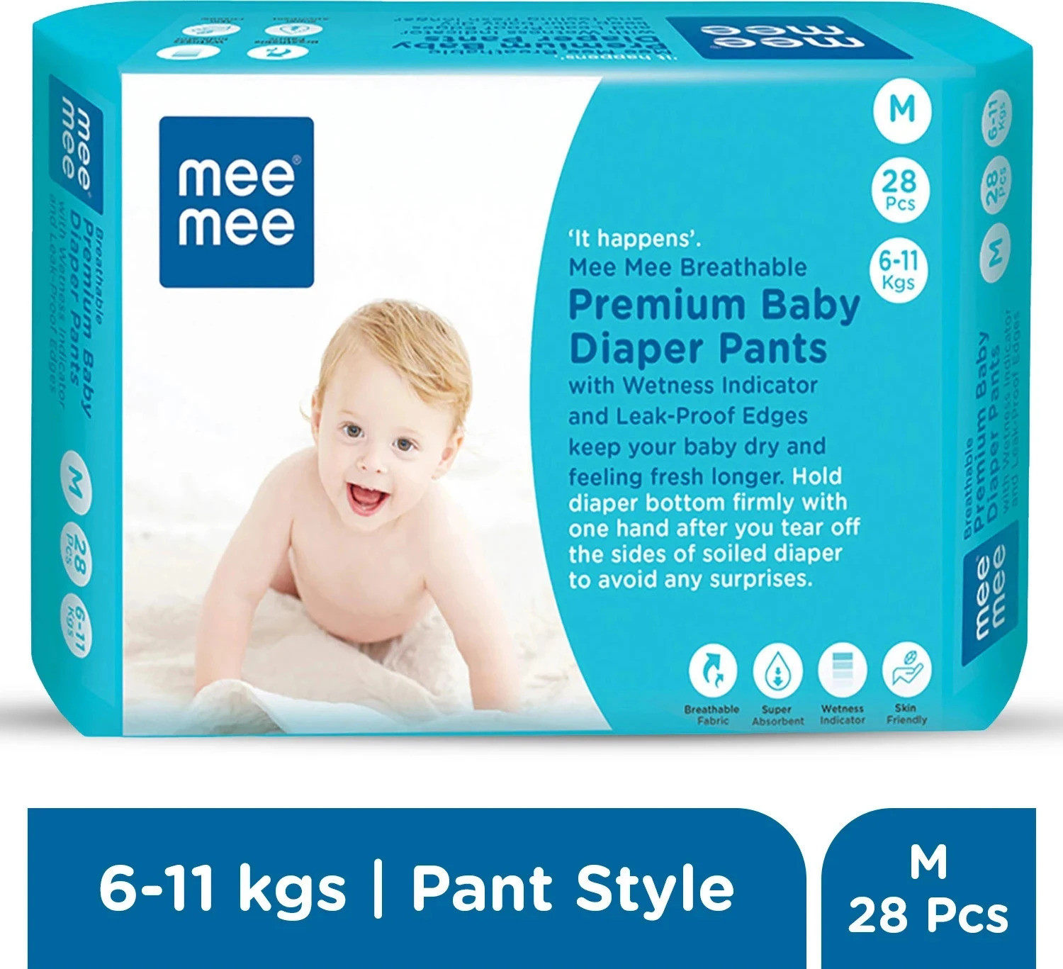 Image of MeeMee Baby Diaper Pants, Wetness Indicator, Leakage Protection, High Absorb Technology Pant Diapers - M