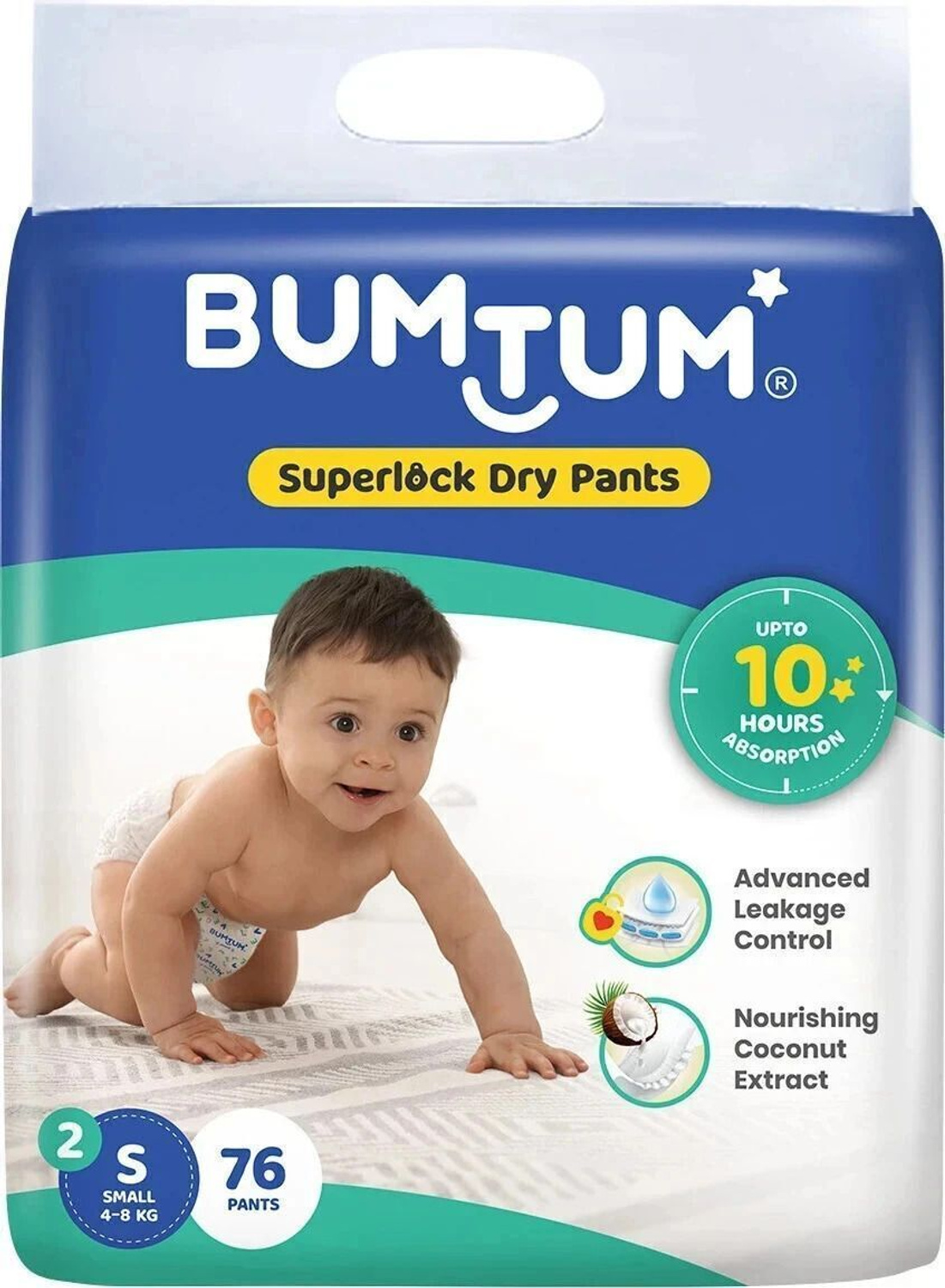 BUMTUM Superlock Diapers Pants with Superlock Gel Technology & Coconut Extracts - S