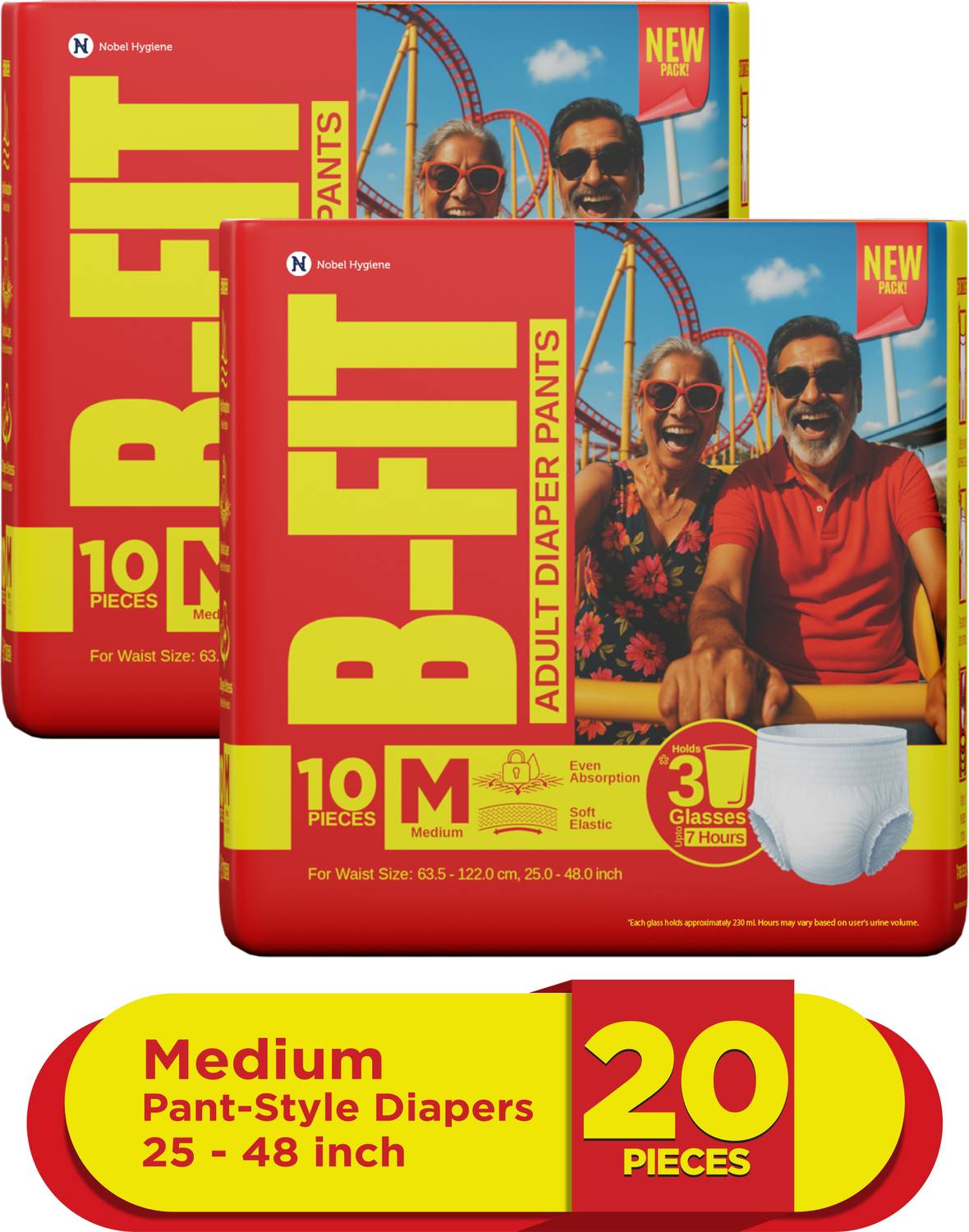 B-FIT Regular Pant Style Adult Diapers - M (20 Pieces)
