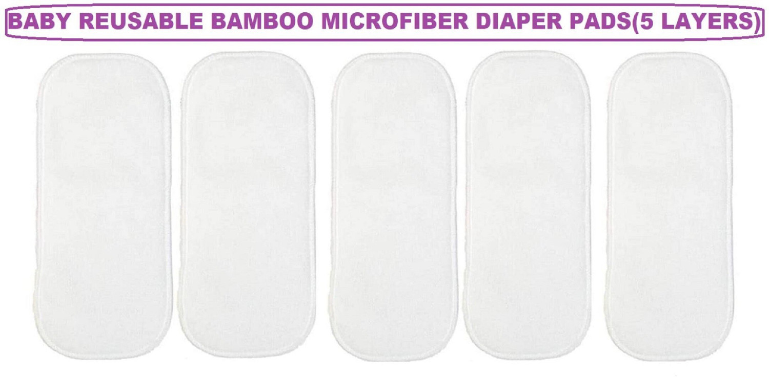 Image of TINNY TOTS Premium Quality 5 Layers Cotton Microfiber Bamboo White Insert Liner Reusable Washable Cotton Diaper Nappy Inserts for Baby Cloth Diapers, 5 Layer White Inserts Liners Natures Cloth Diaper Liner For Toddlers /Infants /New Borns(0-24 Months, 3-17KGS,PACK OF 5) Pant Diapers - L