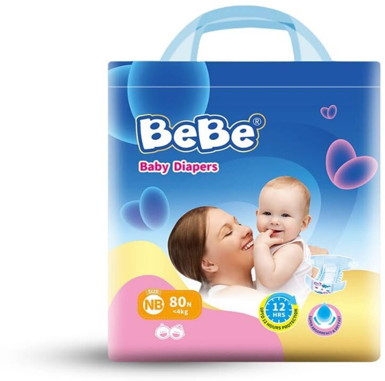 BeBe Baby Dry Care Diaper, Tape Style, Newborn - upto 4 Kg, Tape Diapers - New Born