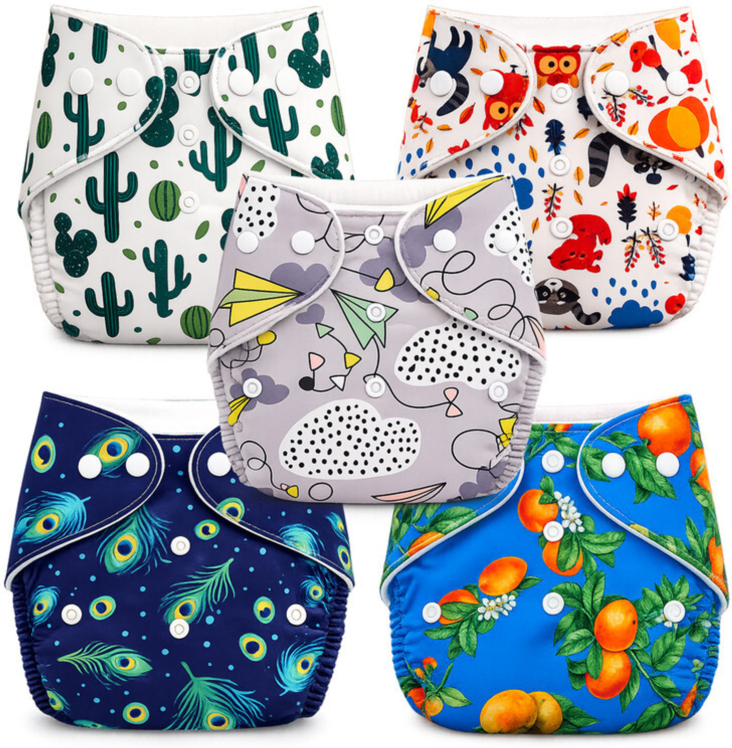 Image of MOMSARC Baby Cloth Diapers 5 Pack Pant Style