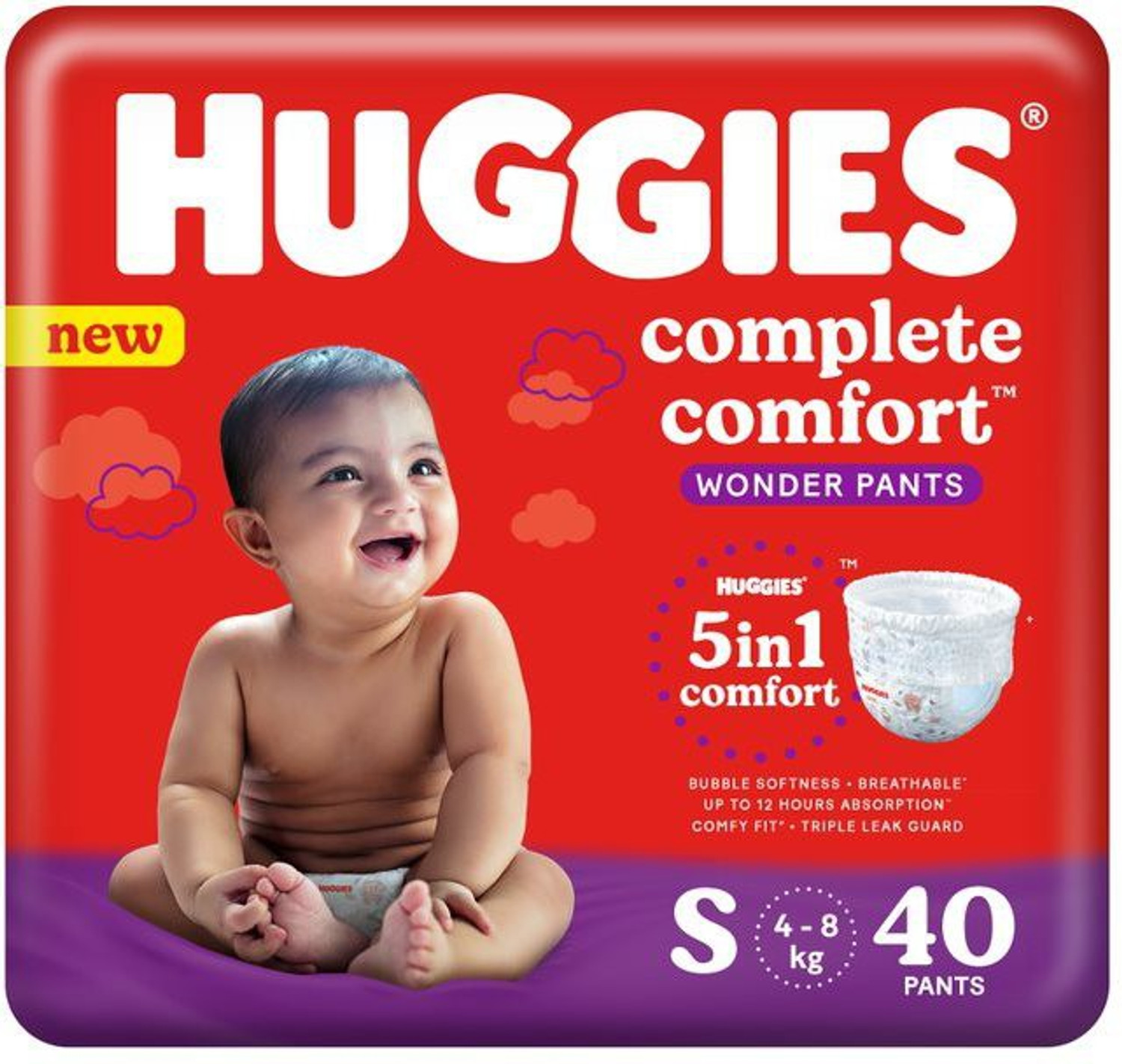 Image of Huggies Complete Comfort Wonder Pants Small with 5 in 1 Comfort Pant Diapers - S