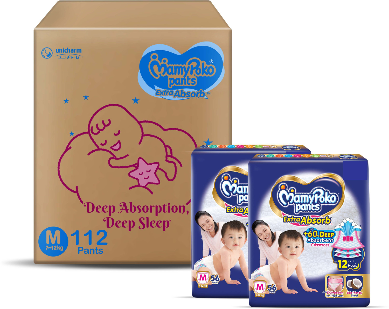 Image of MamyPoko Pants Extra Absorb Baby Diapers, 7-12 kg Pant Diapers - M