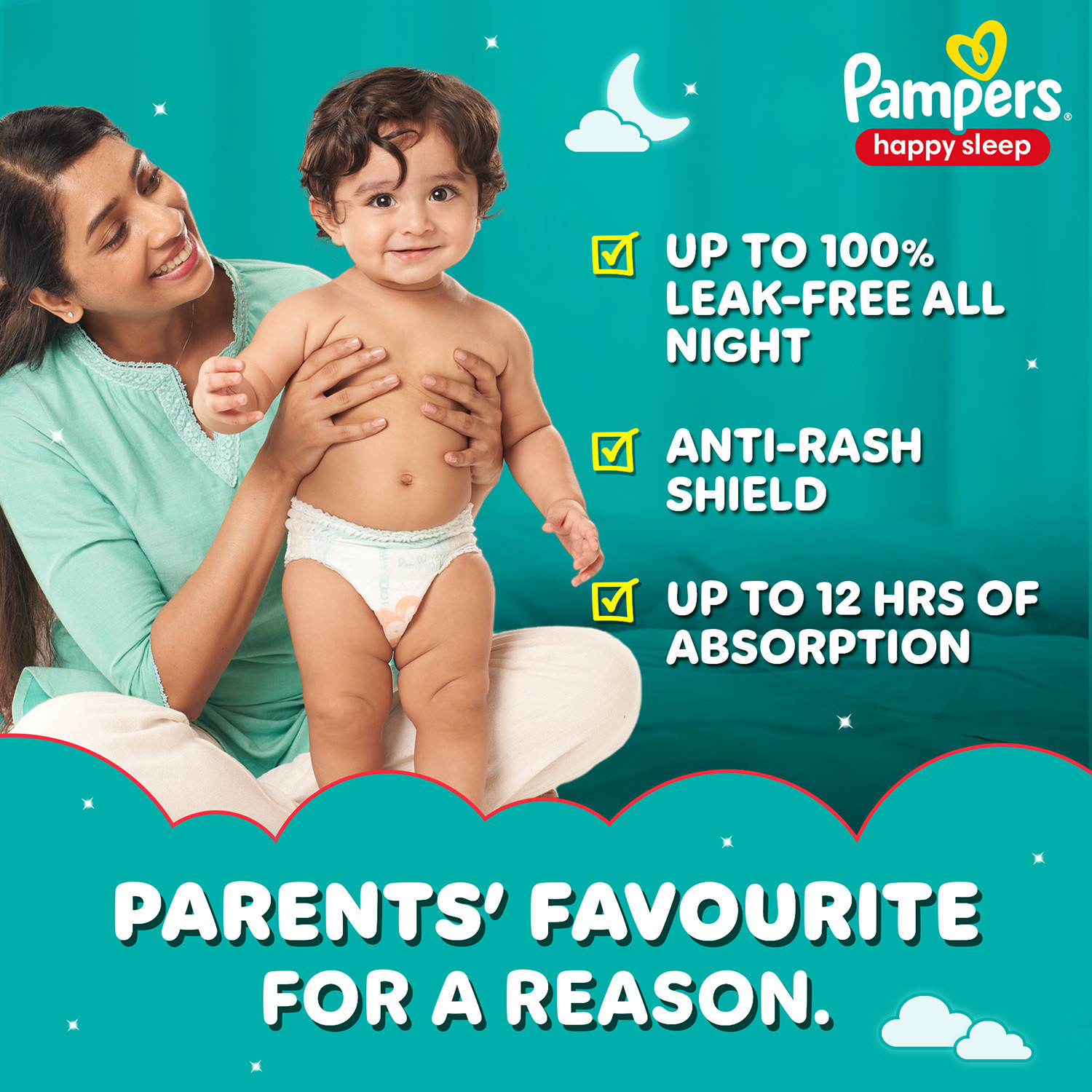 Image of Pampers Happy Sleep Pant Style Baby Diapers, X-Large (XL), 50 Count Pant Diapers - XL