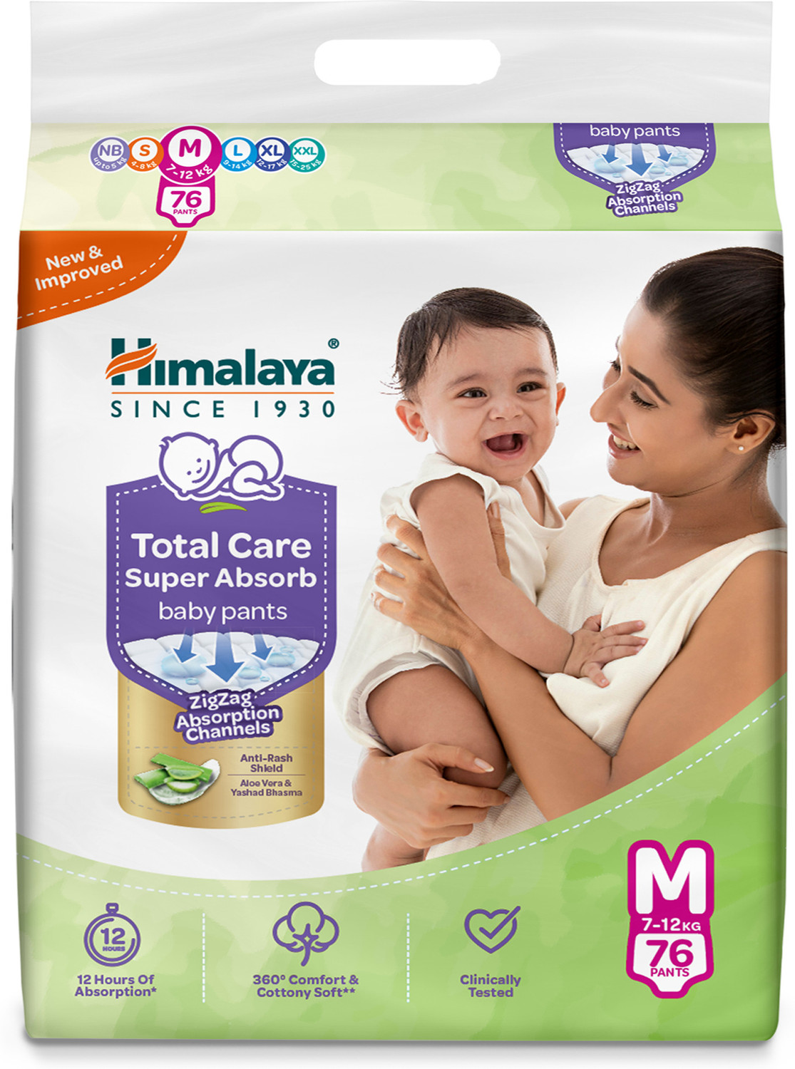 Image of HIMALAYA Total Care Super Absorb Baby Pants Diaper Pant Diapers - M (76 Pieces)