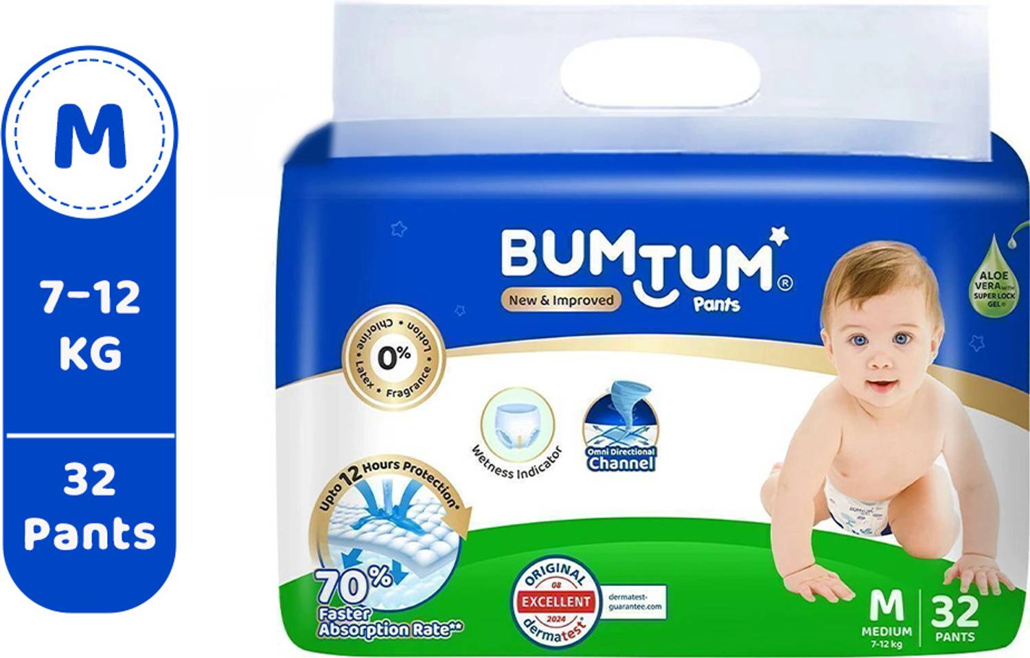 BUMTUM Diaper Pants Double Layer Leakage Protection Pant Diapers - M