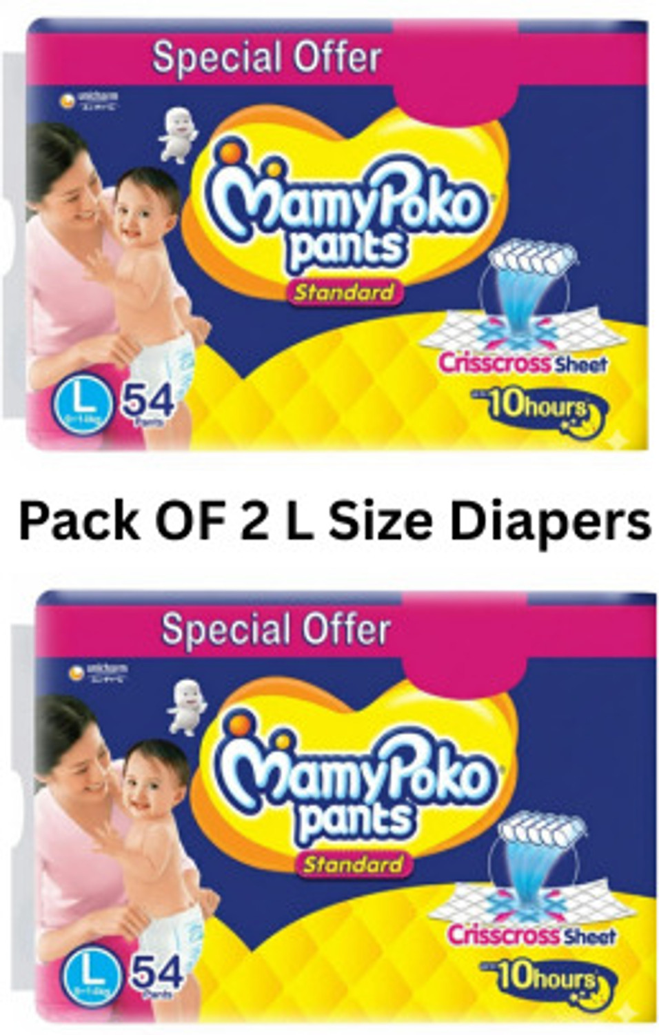 Image of MamyPoko Pants Standard Diaper With Crisscross Absorption Large Size Pant Diapers - L