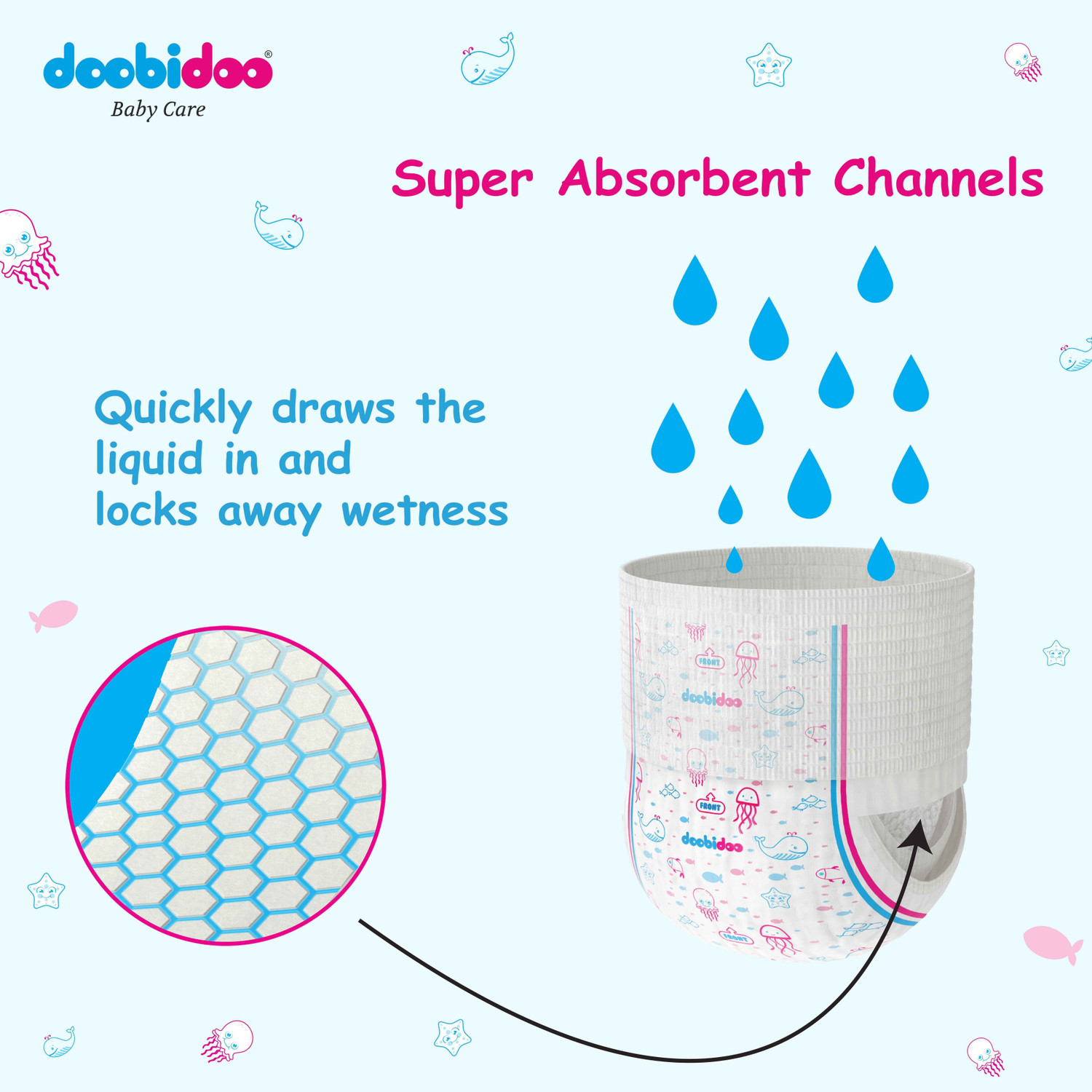 Image of Doobidoo Silky Soft Baby Diaper Pant X-Large Rash Free Anti-Leak Highly Absorbent 12-17kg - XL