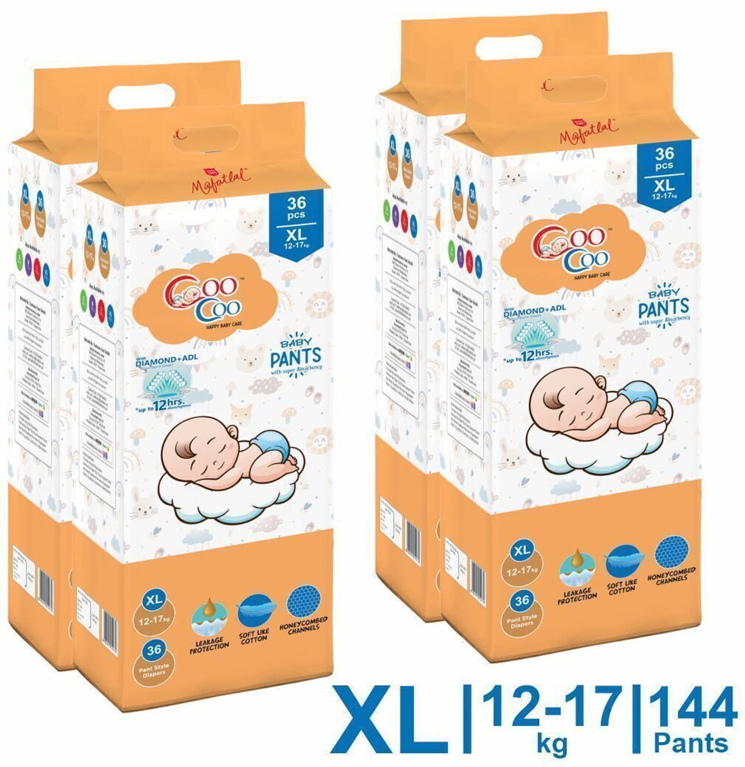 Image of Coo Coo Extra Dry Baby Pullup Diaper Pant Size X-Large-XL (144) Count upto 12-17 kg Pant Diapers - XL