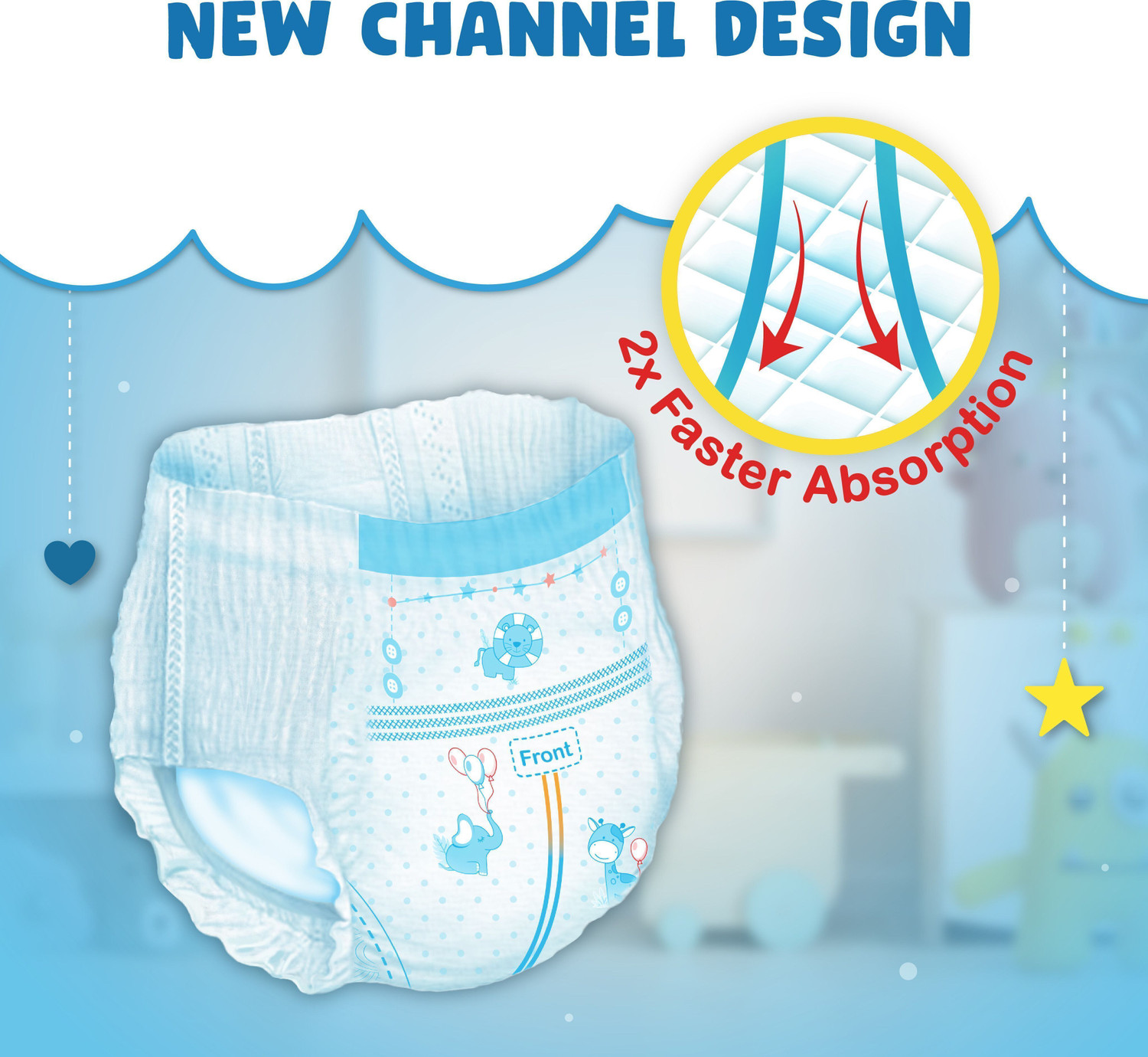 Image of niine Cottony Soft Baby Diaper Pants for Overnight Protection (7-12 KG) Pant Diapers - M