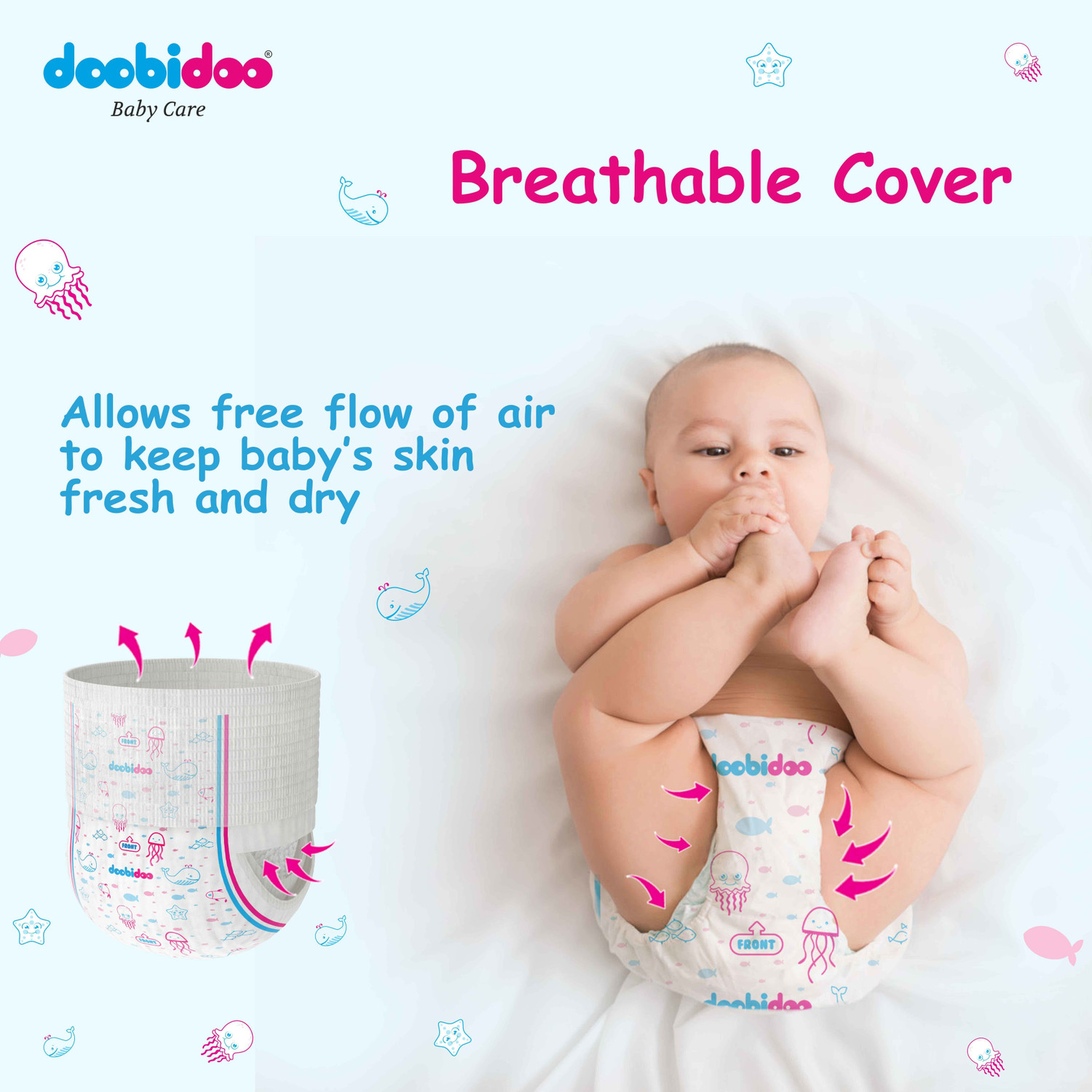Image of Doobidoo Silky Soft Baby Diaper Pant X-Large Rash Free Anti-Leak Highly Absorbent 12-17kg - XL