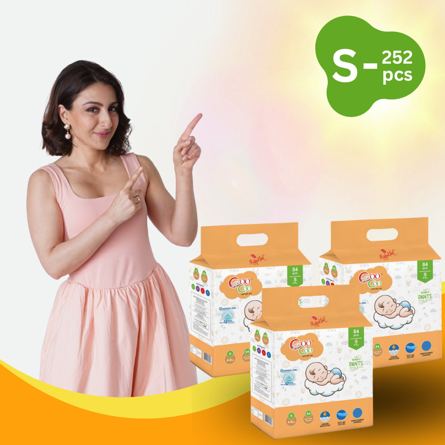Image of Coo Coo Extra Dry Baby Pullup Diaper Pant Size S-Small-S (252) Count upto 4-8 kg Pant Diapers - S