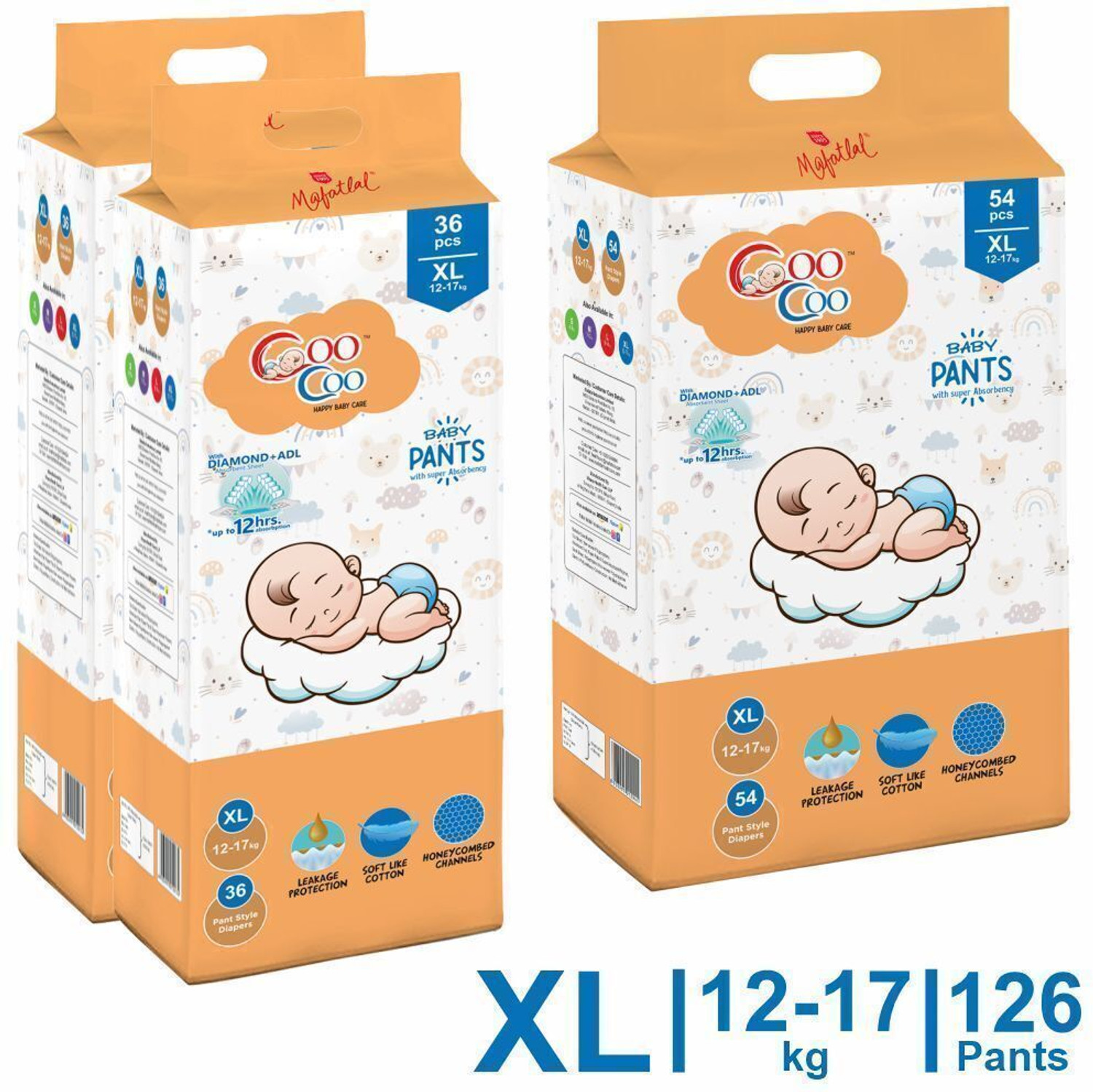 Image of Coo Coo Baby Pants Style Diaper Size X-Large Pant Diapers - XL