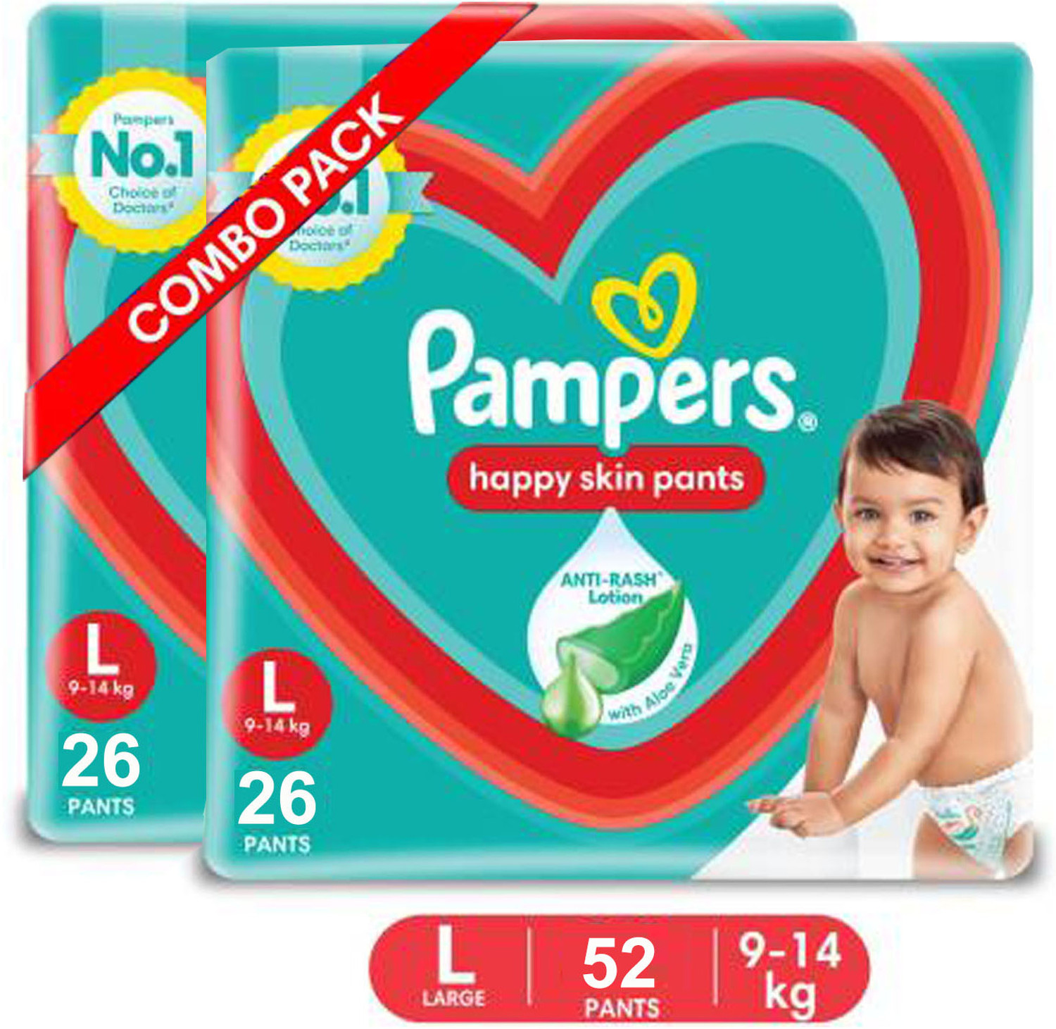 Image of Pampers Happy Skin Pants Value Pack - L