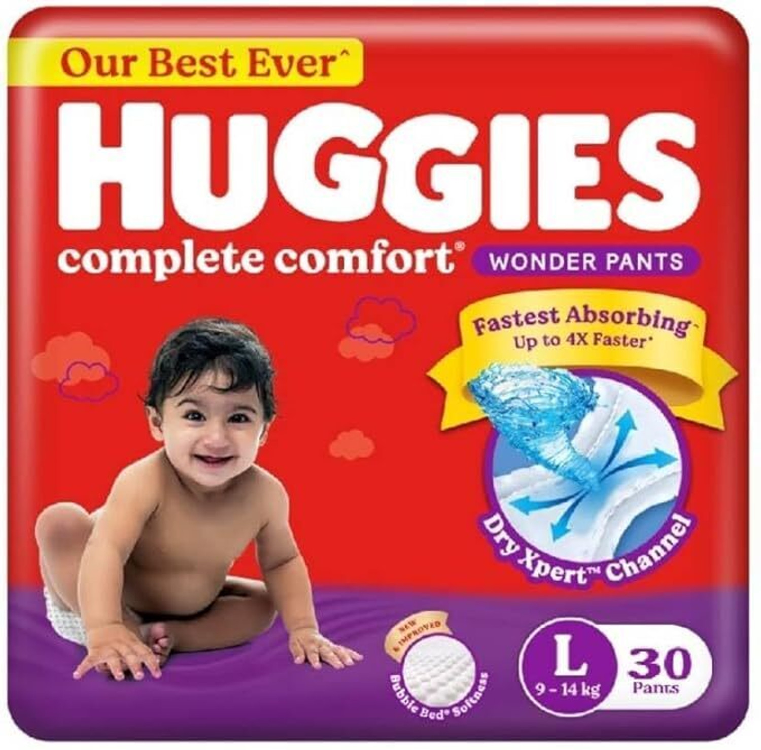 Image of Huggies Complete Comfort Wonder Pant Baby Diaper - L (30 Pieces) Pant Diapers - L
