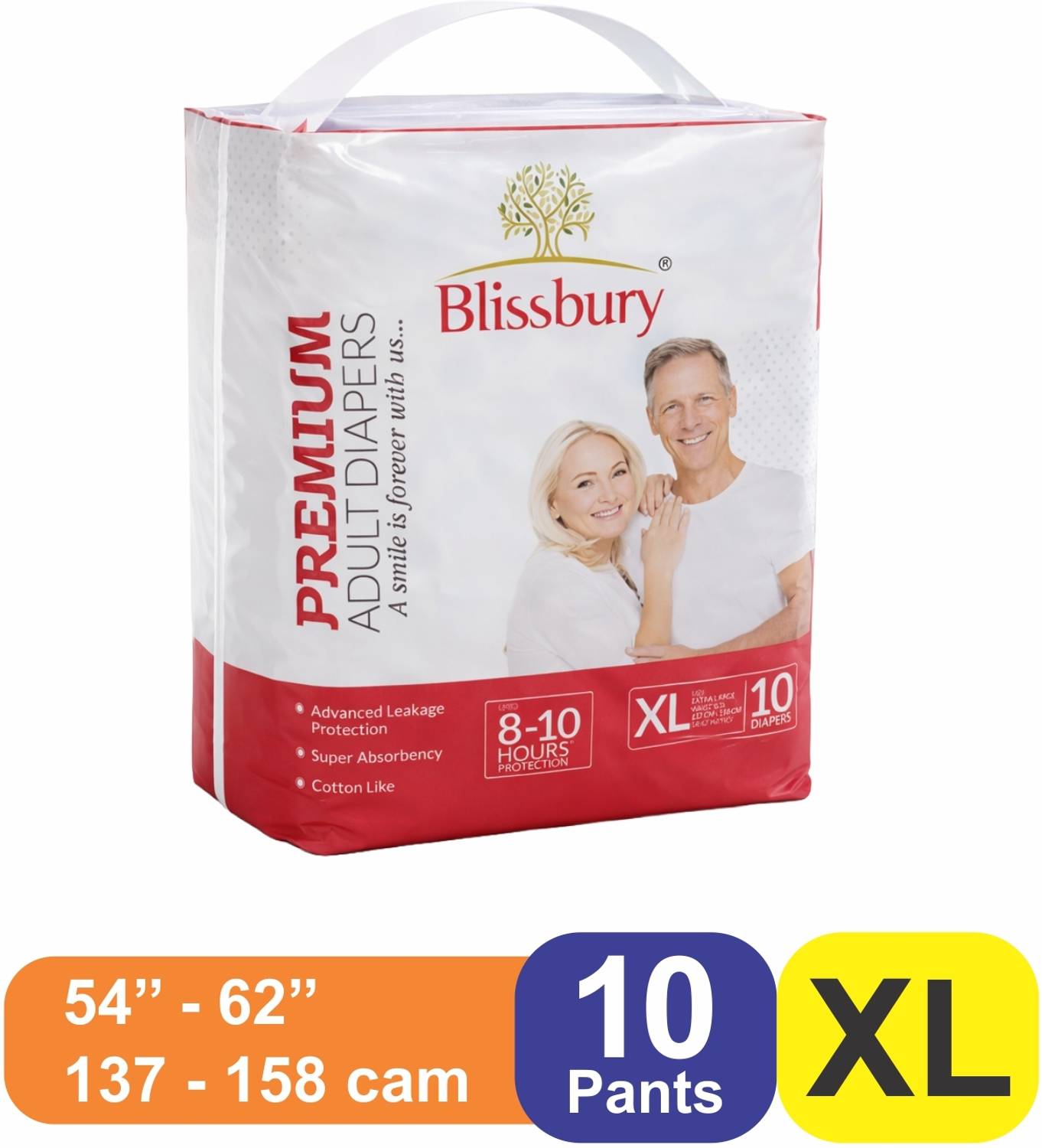 Blissbury Premium Tape Style | Pack of 1 | Adult Diapers Tape Diapers - XL