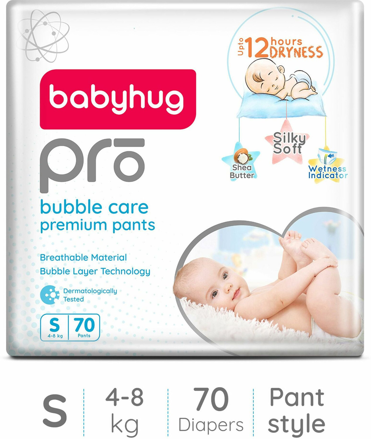 Image of babyhug Pro Bubble Care Premium Pant Style Diaper Small - 70 Pieces Pant Diapers - S
