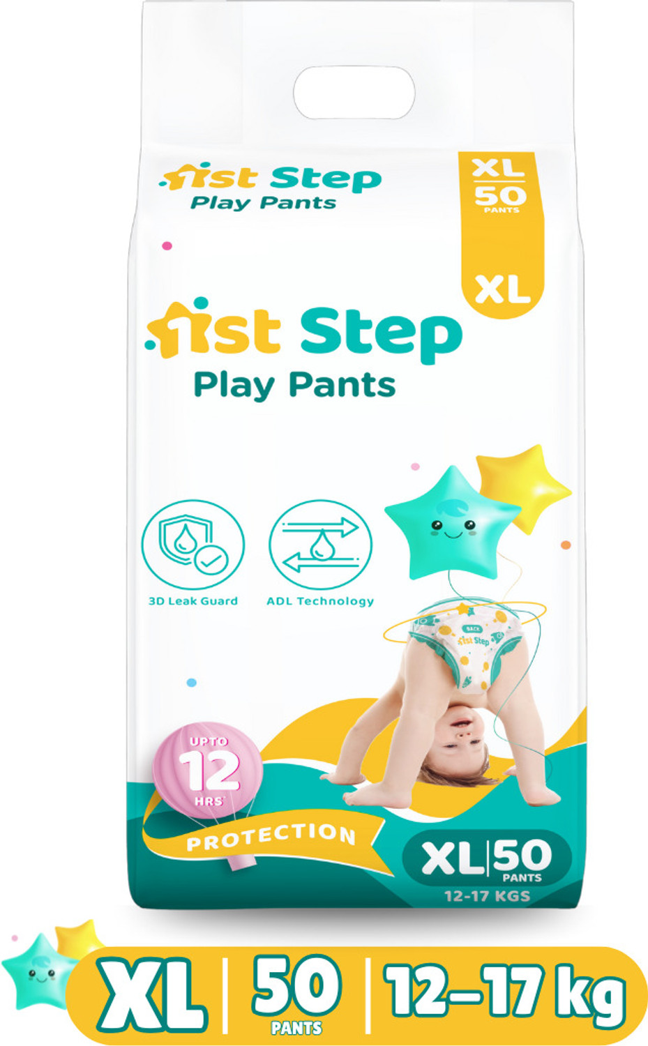 Image of 1st Step Play Pant Style Diaper With 3D Leak Guard & ADL Technology Pant Diapers - XL