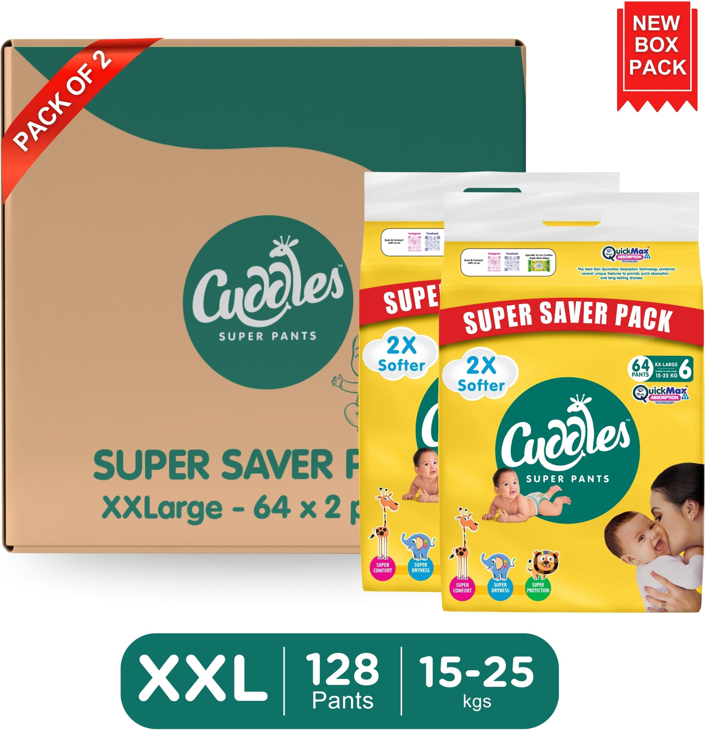 Image of Cuddles - Super Pants Super Saver Pack Pant Style Diaper - XXL