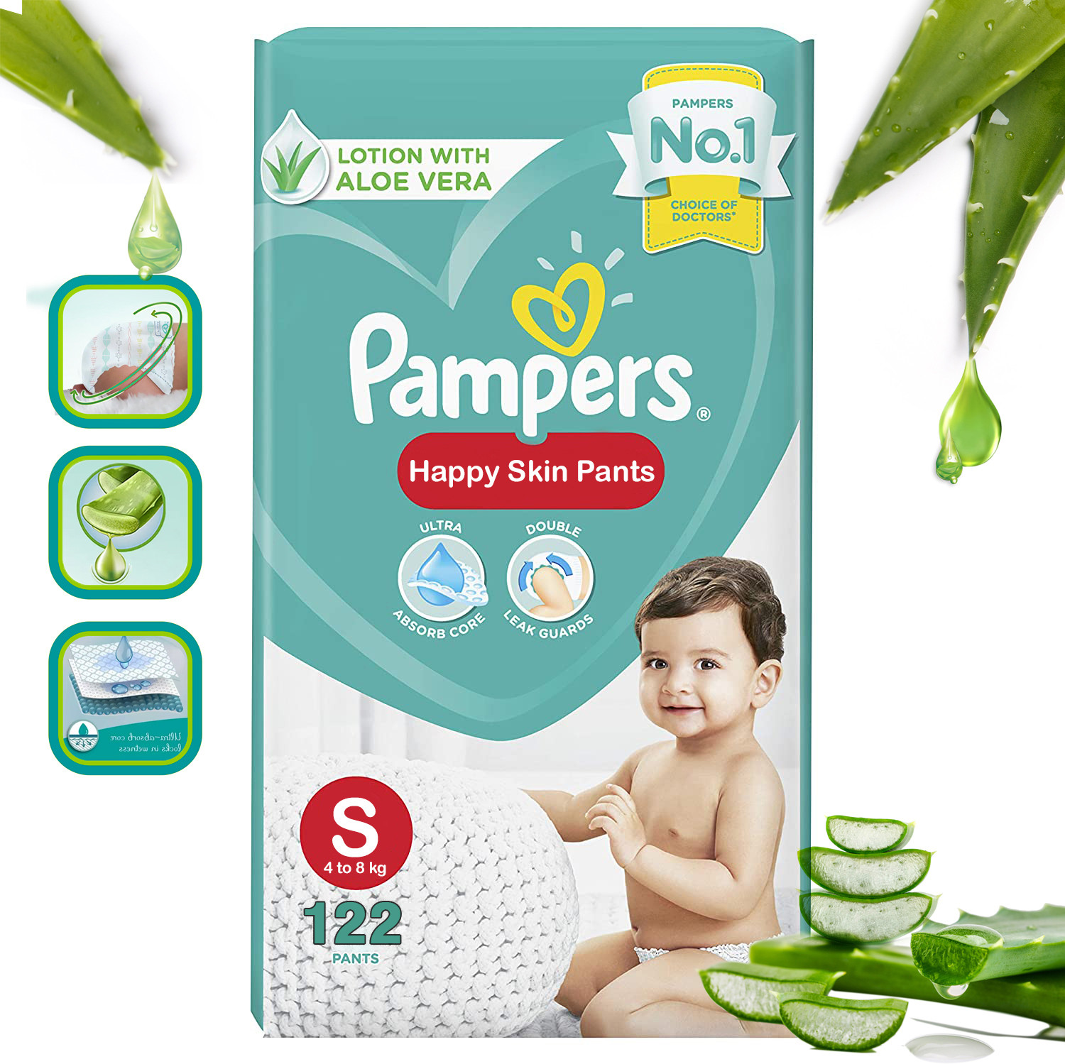 Image of Pampers happy skin pants Pant Diapers - S