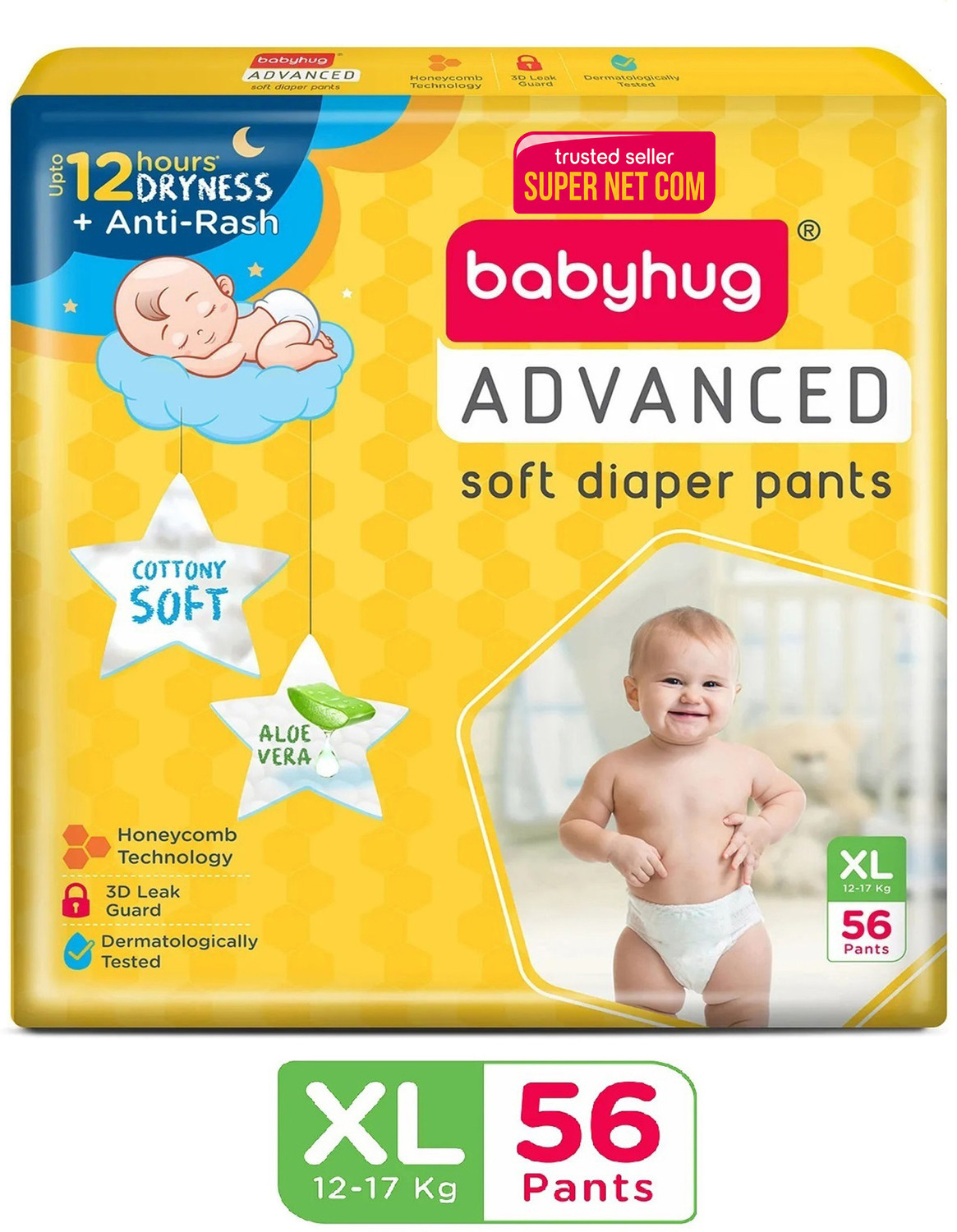 Image of babyhug Advanced Pant Style Diaper, 3D Leak Guard, Alcohol Free, Anti-Rash & Gentle. Pant Diapers - XL