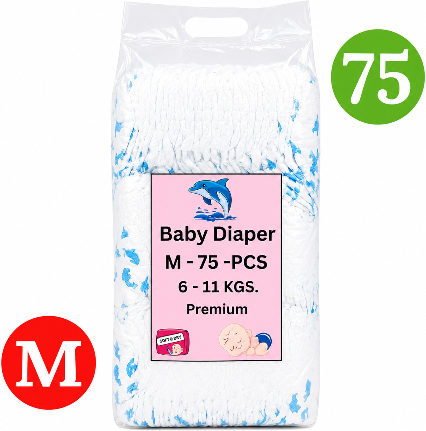 Image of 7 Soft Baby Diaper Pants-Ultra Soft, Leak-Proof, Up to 12 Hours Protection Pant Diapers - M