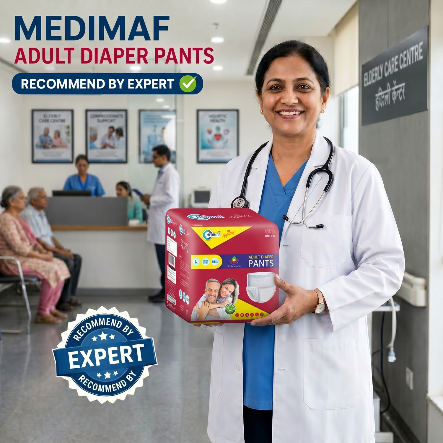 Image of MEDIMAF by MAFATLAL Adult Diapers Pants - 20 Count (Large) Adult Diapers - L
