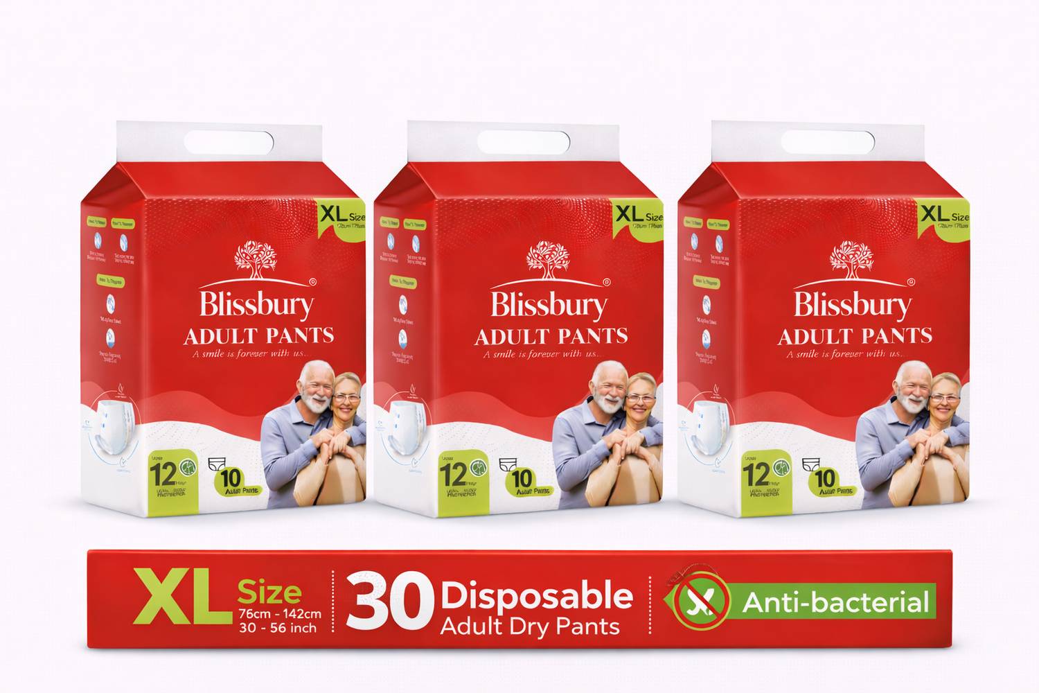 Blissbury Premium Pant Style | Pack of 3 | Adult Diapers Pant Diapers - XL