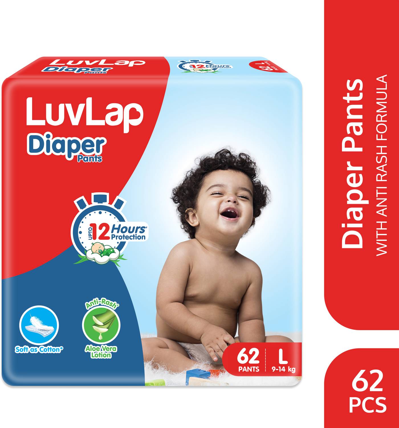 LuvLap Diaper Pants Large (LG) 9 to 14Kg, 62 Count, Baby Diaper P