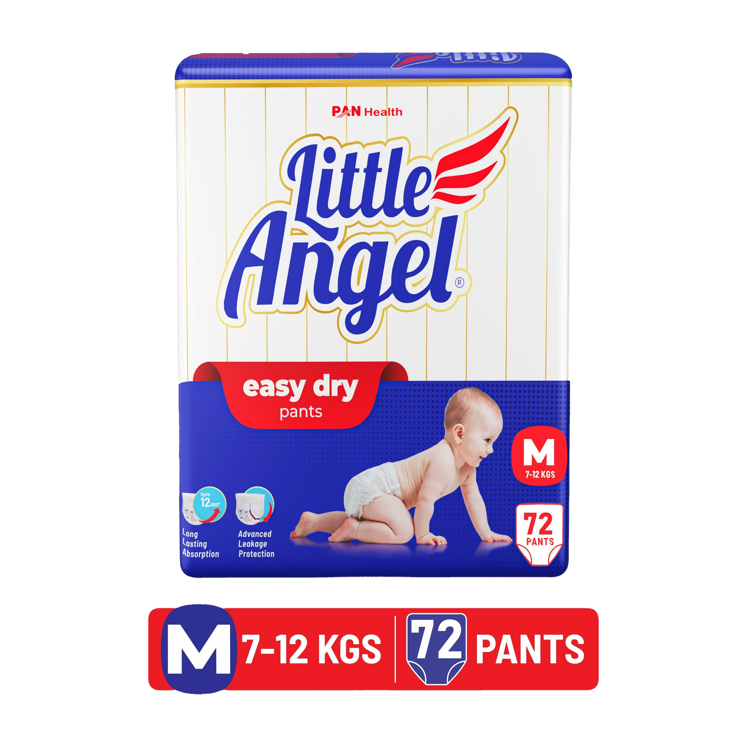 Little Angel Easy Dry Pant Diapers - M, 72 Pieces