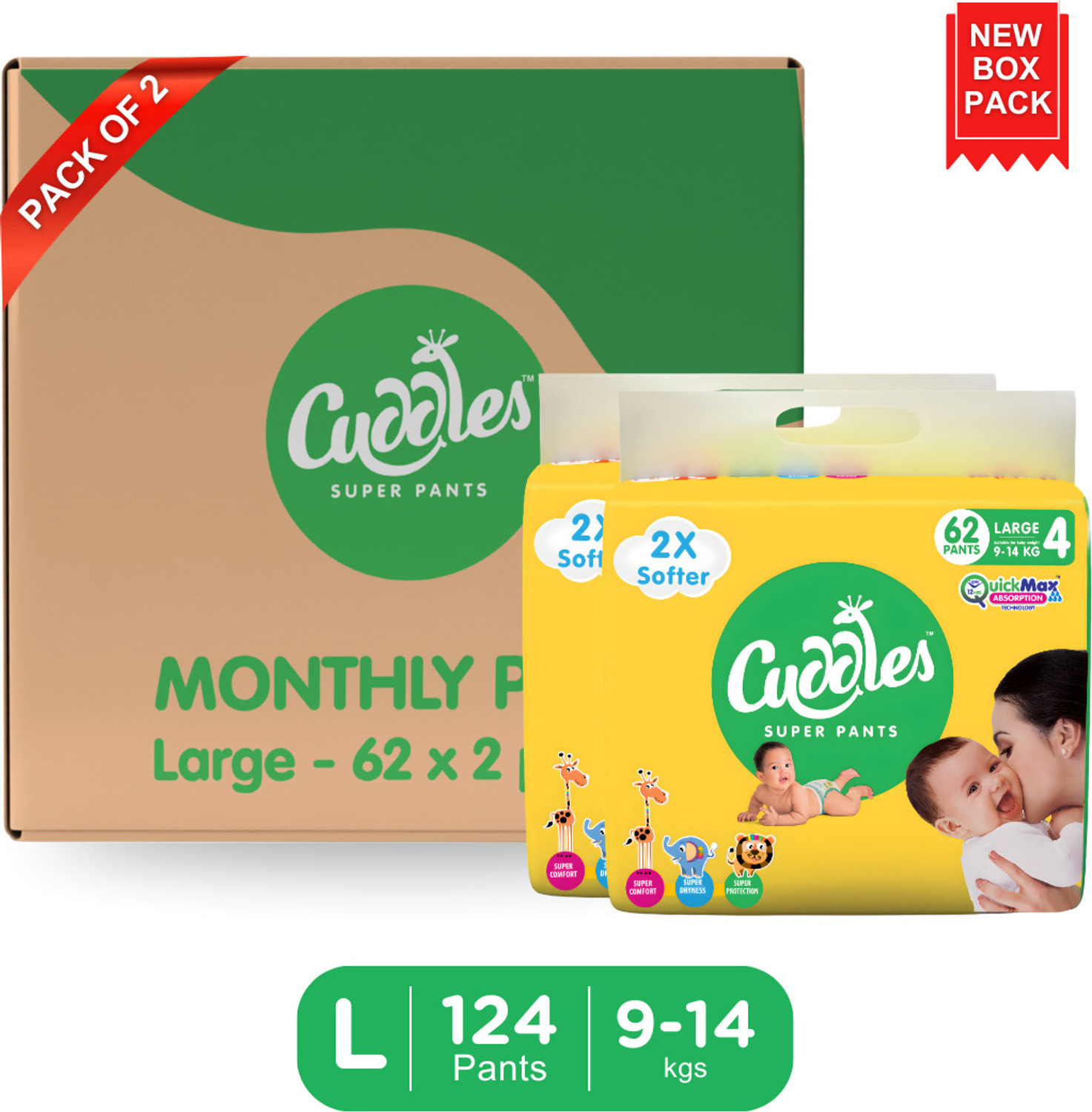 Image of Cuddles - Super Pants Baby Diaper 2X Softer Super Dry Comfort Quick Max Absorption Upto 12 Hrs - L