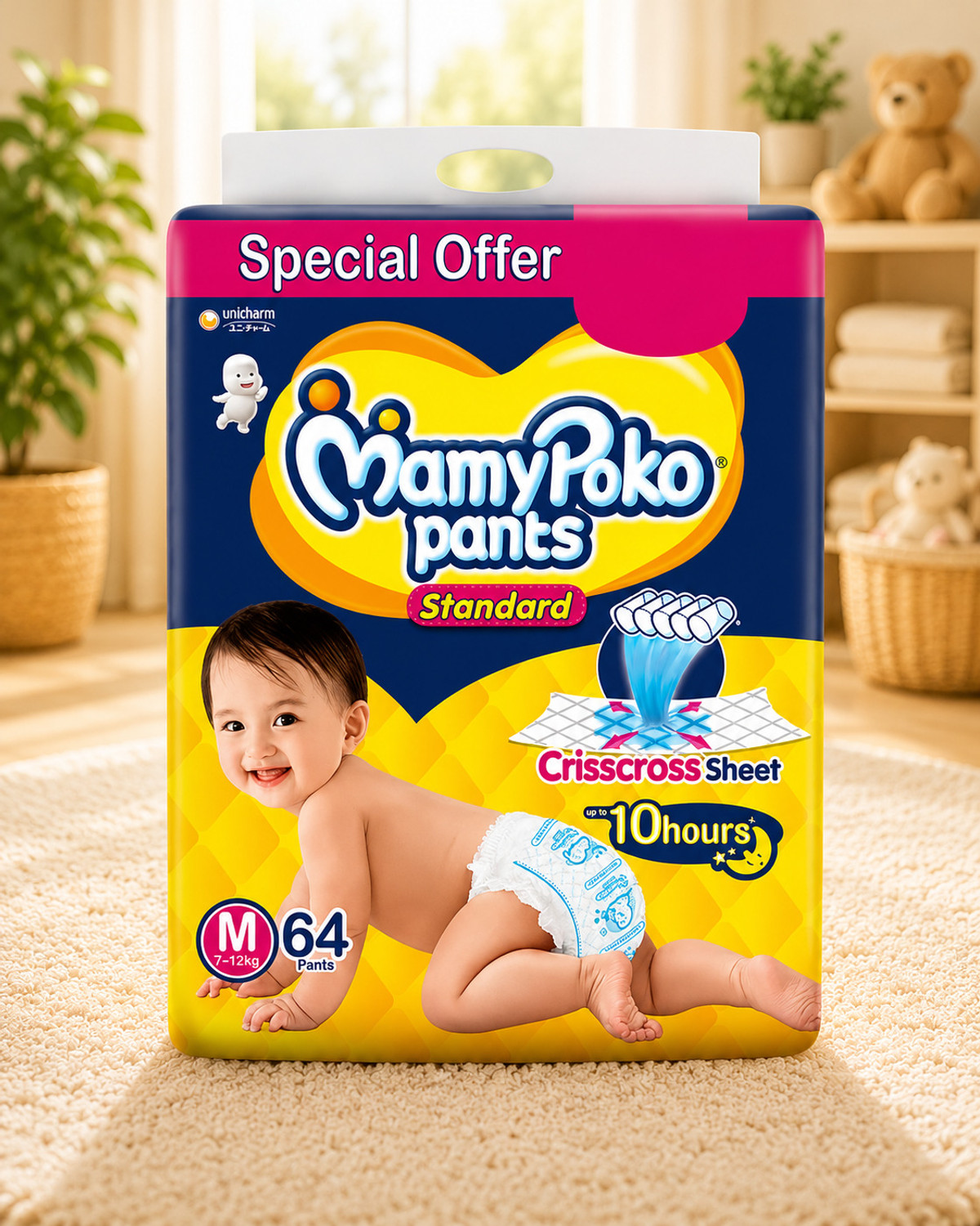 Image of MamyPoko 10 Hours Dryness Care Pack Pant Diapers - M