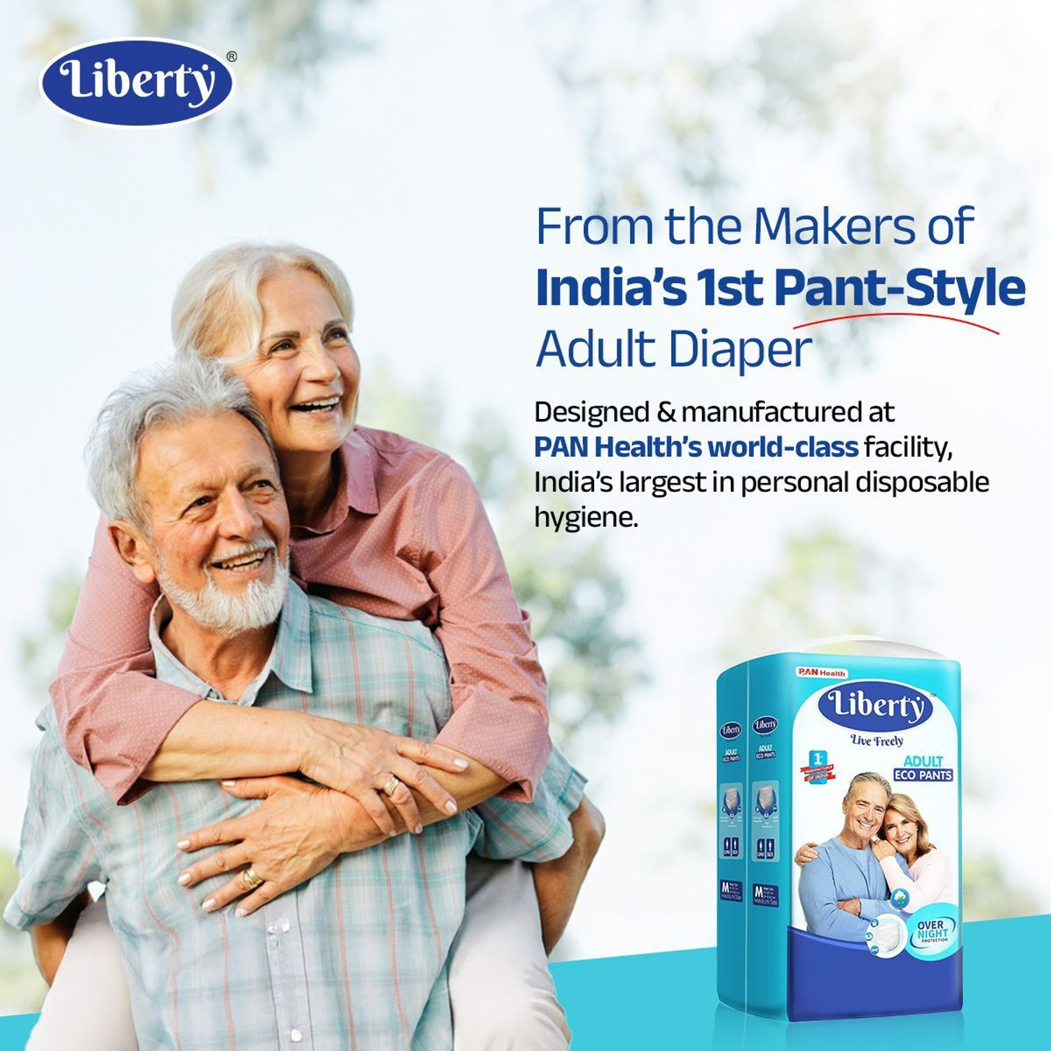 Image of Liberty Eco Pants Unisex, Waist Size (75-140 cm | 30-55 Inches) (Pack of 3) Adult Diapers - L