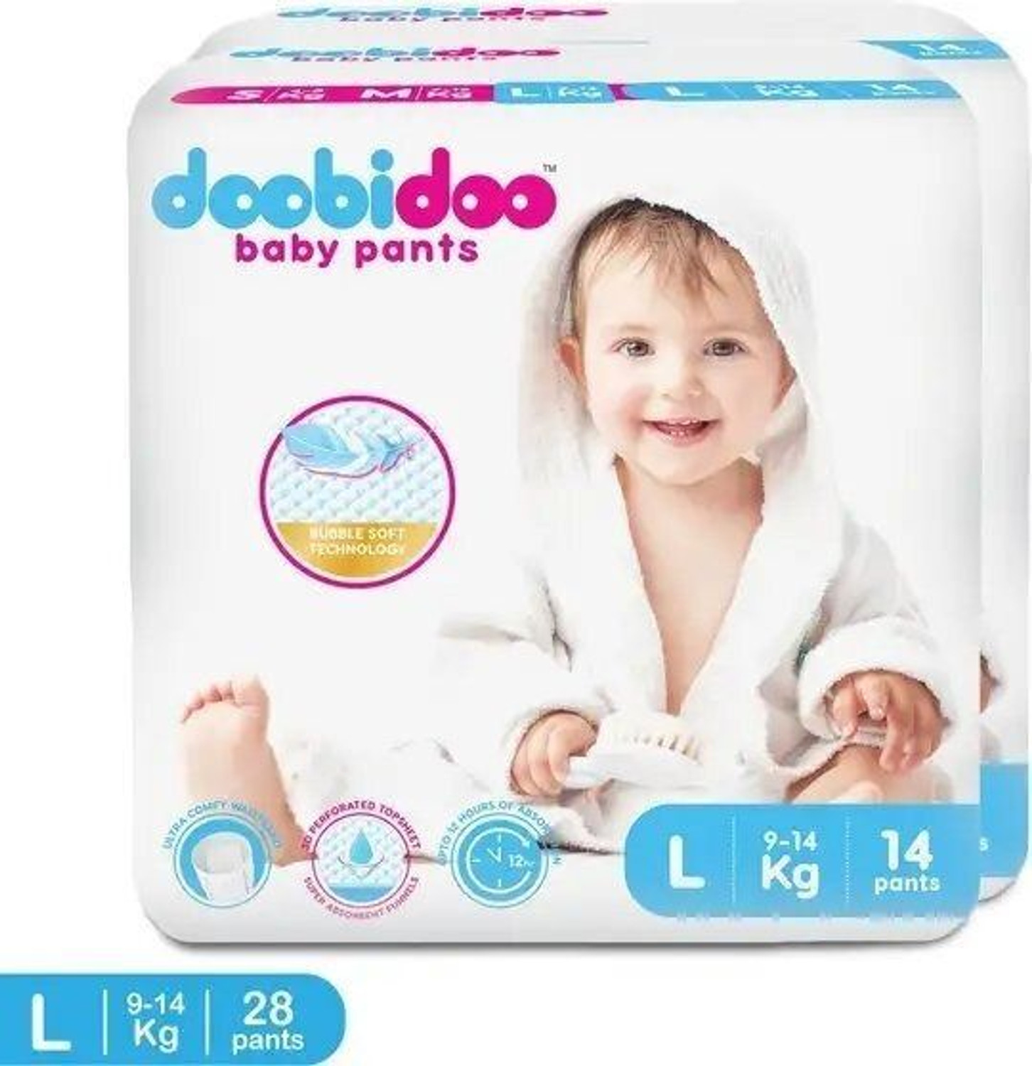 Image of Doobidoo Premium baby diaper pants Cushiony Cotton. 12 hrs absorption. Rash free - L