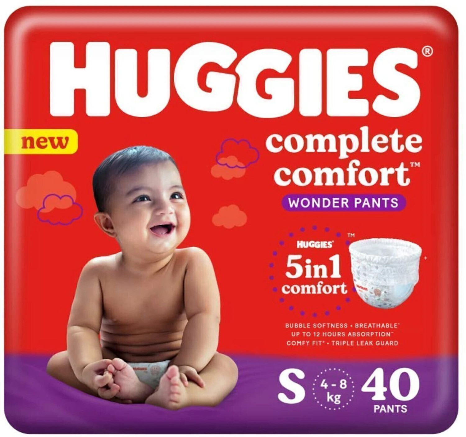 Image of Huggies Pant Style Baby Diapers (Diaper S 40pcs) Pant Diapers - S