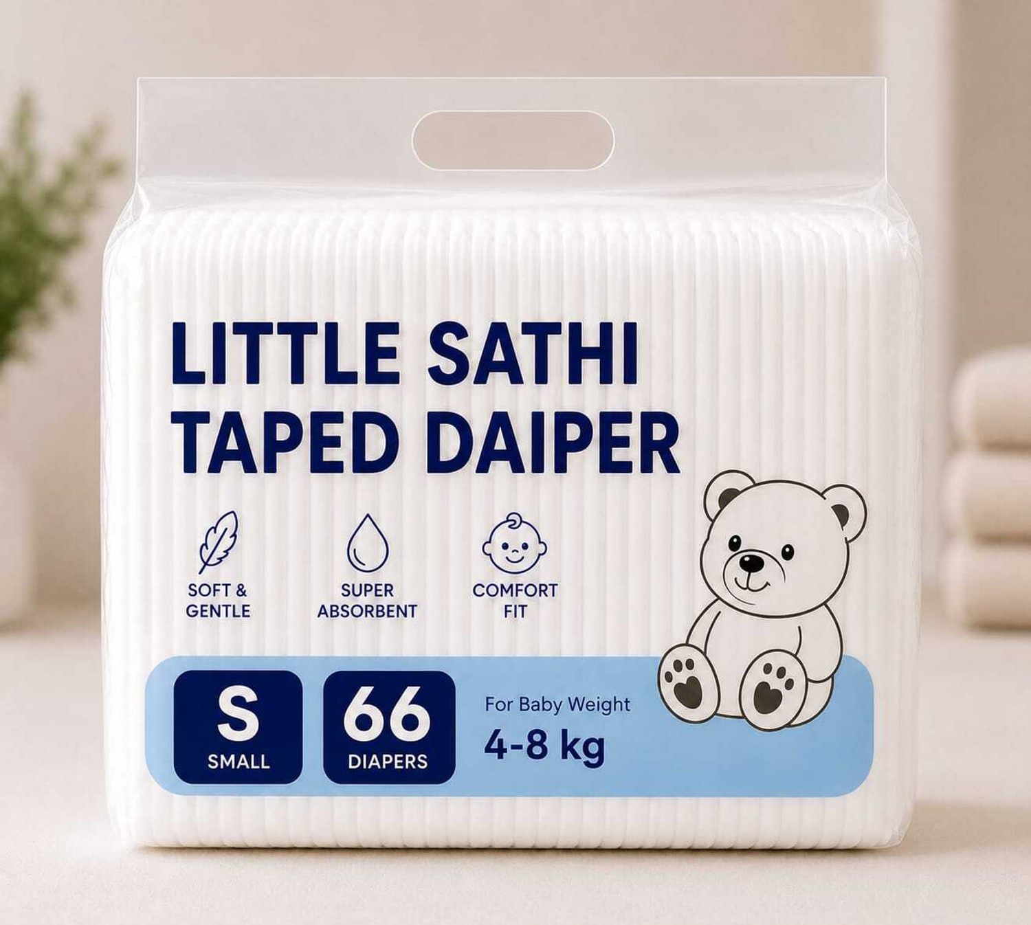Image of LITTLE SAATHI Active Baby Taped Diapers djustable Fit Tape Diapers - S