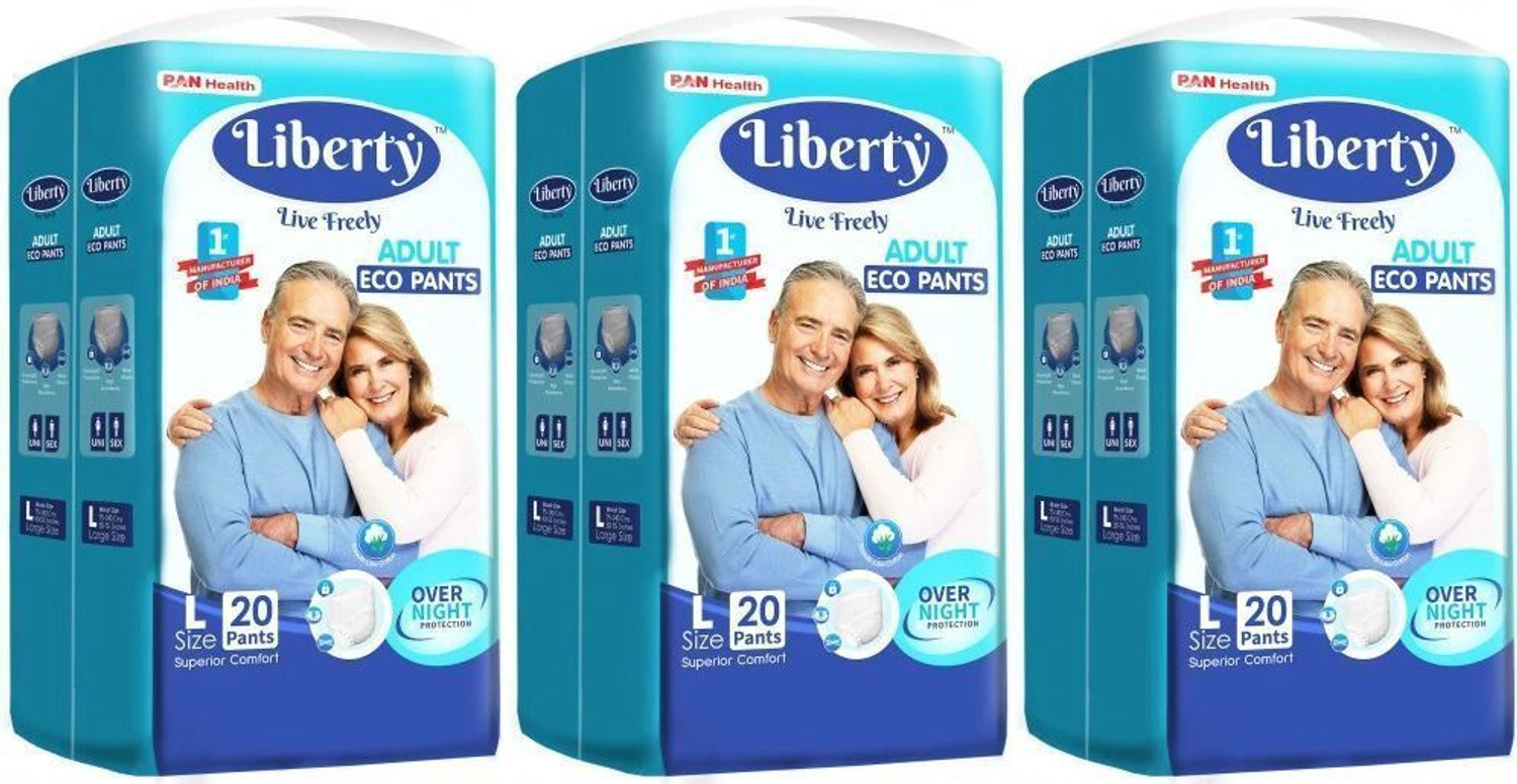 Image of Liberty Eco Pants Unisex, Waist Size (75-140 cm | 30-55 Inches) (Pack of 3) Adult Diapers - L