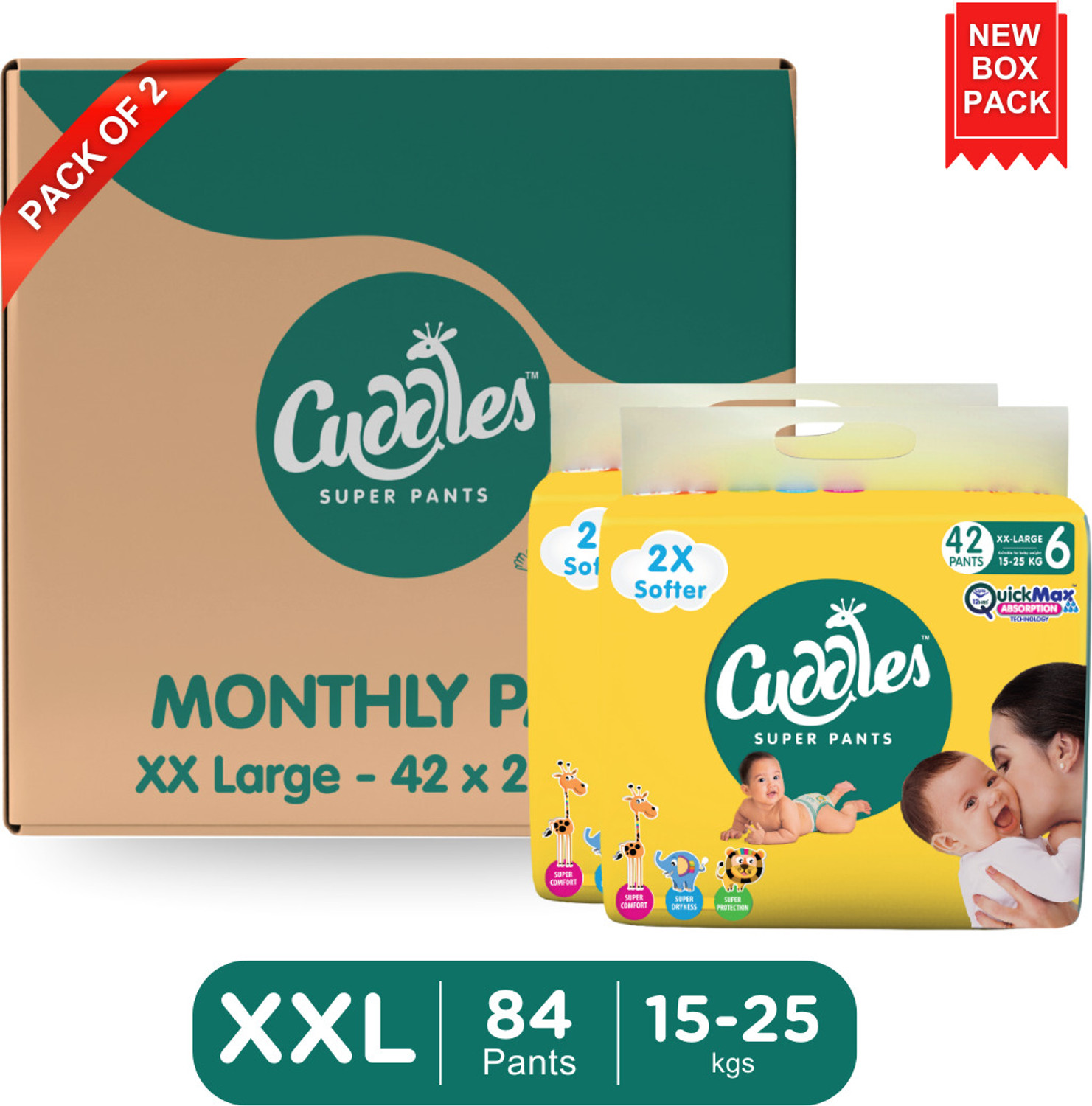 Image of Cuddles - Super Pants Baby Diaper 2X Softer Super Dry Comfort Quick Max Absorption Upto 12 Hrs - XXL