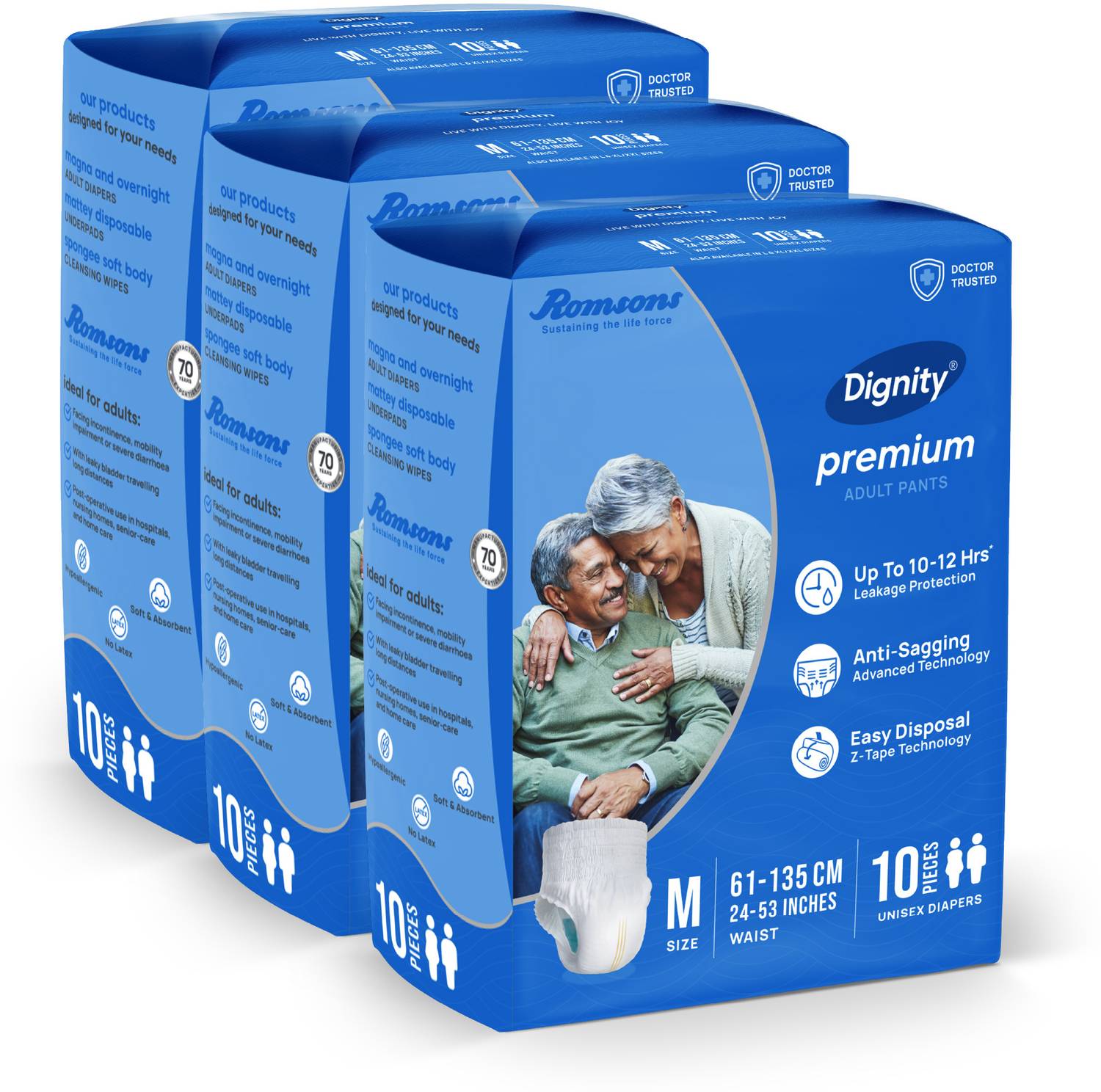 DIGNITY Premium Pant Style Adult Diapers - M (30 Pieces)