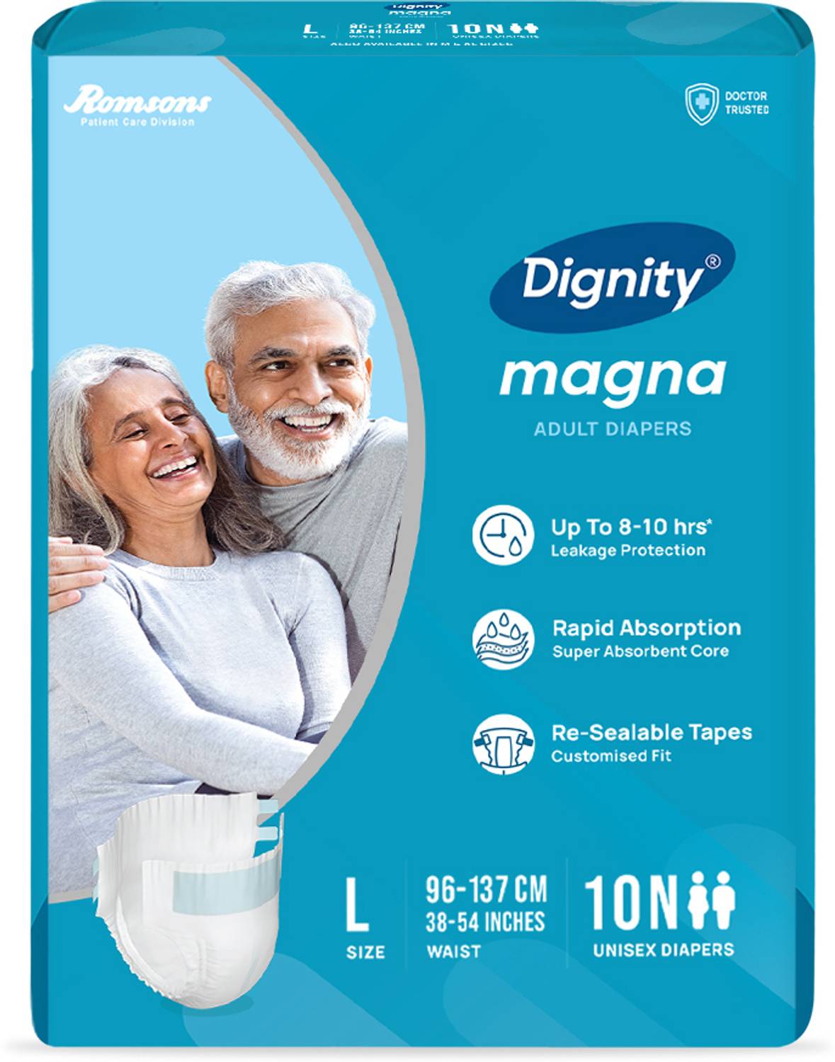 DIGNITY Magna Tape Style Adult Diapers - L (60 Pieces) - Image 2